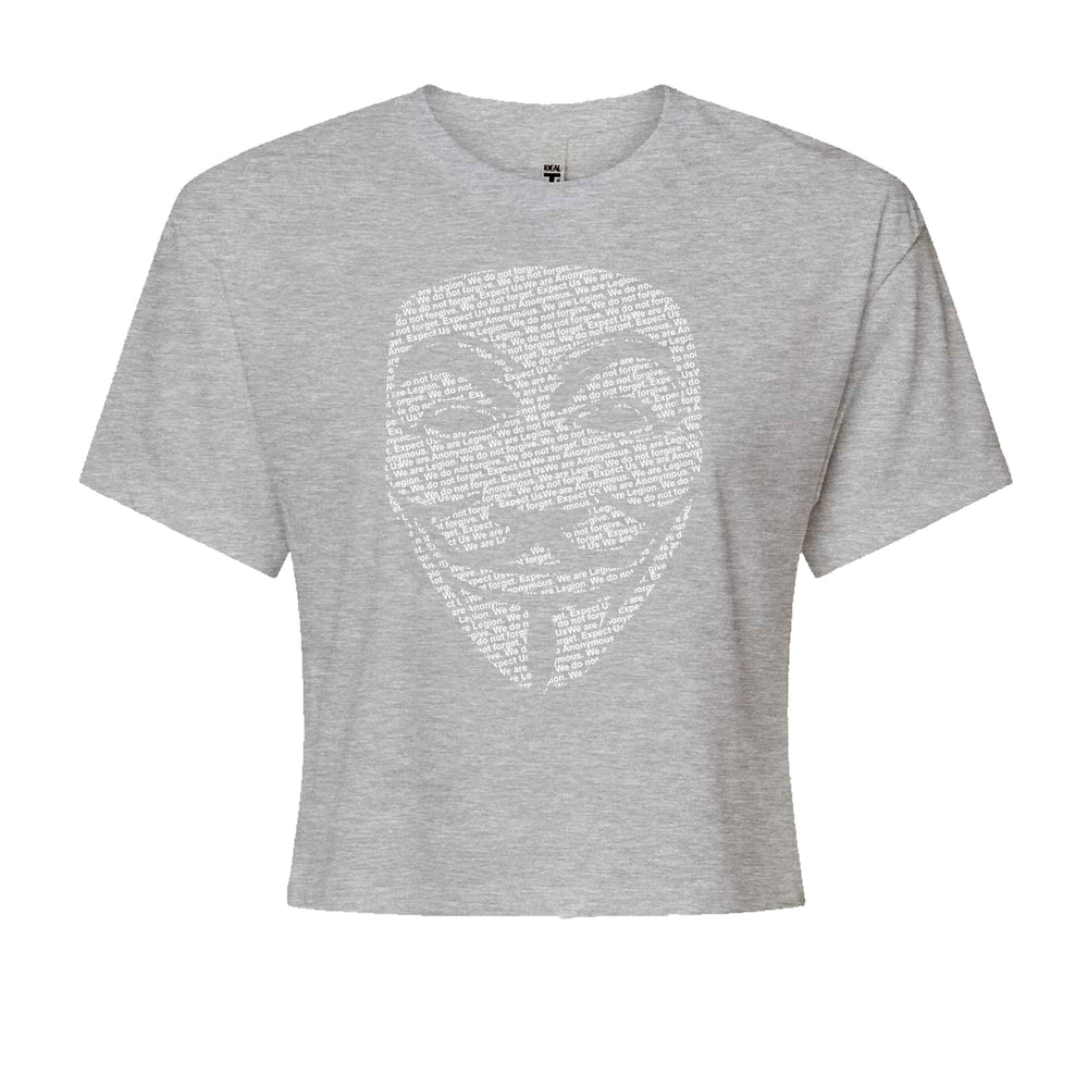 V For Vendetta Anonymous Mask Cropped T-Shirt Heather Grey