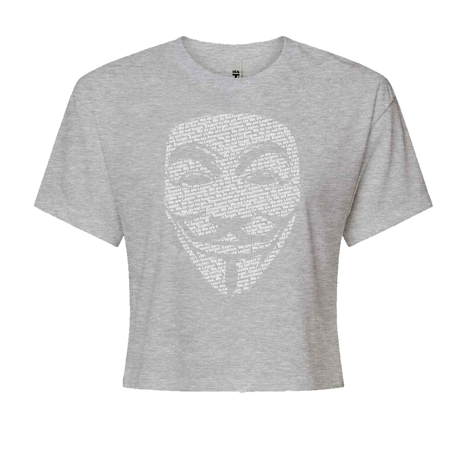 V For Vendetta Anonymous Mask Cropped T-Shirt Black
