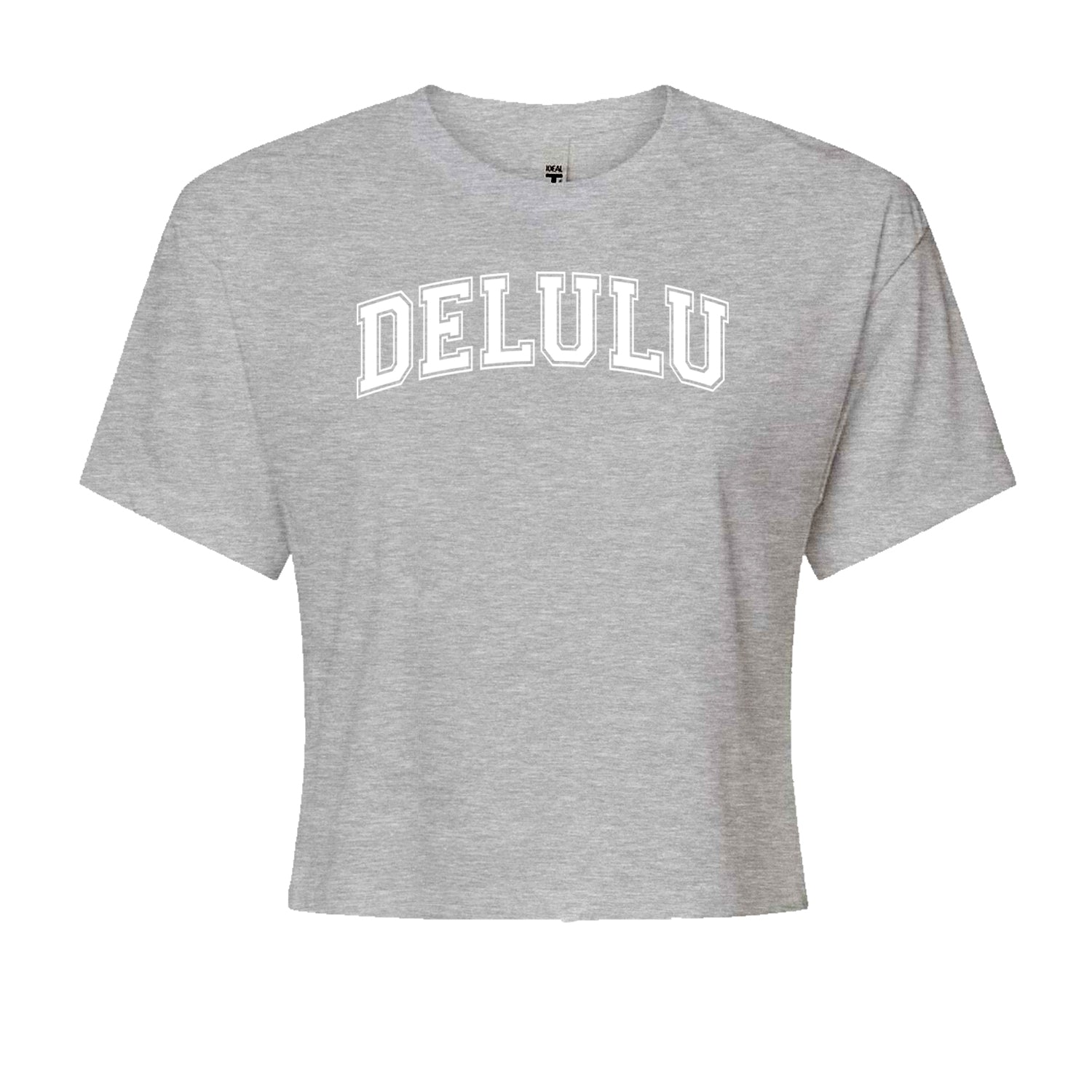 Delulu Delusional Light Hearted Cropped T-Shirt Heather Grey