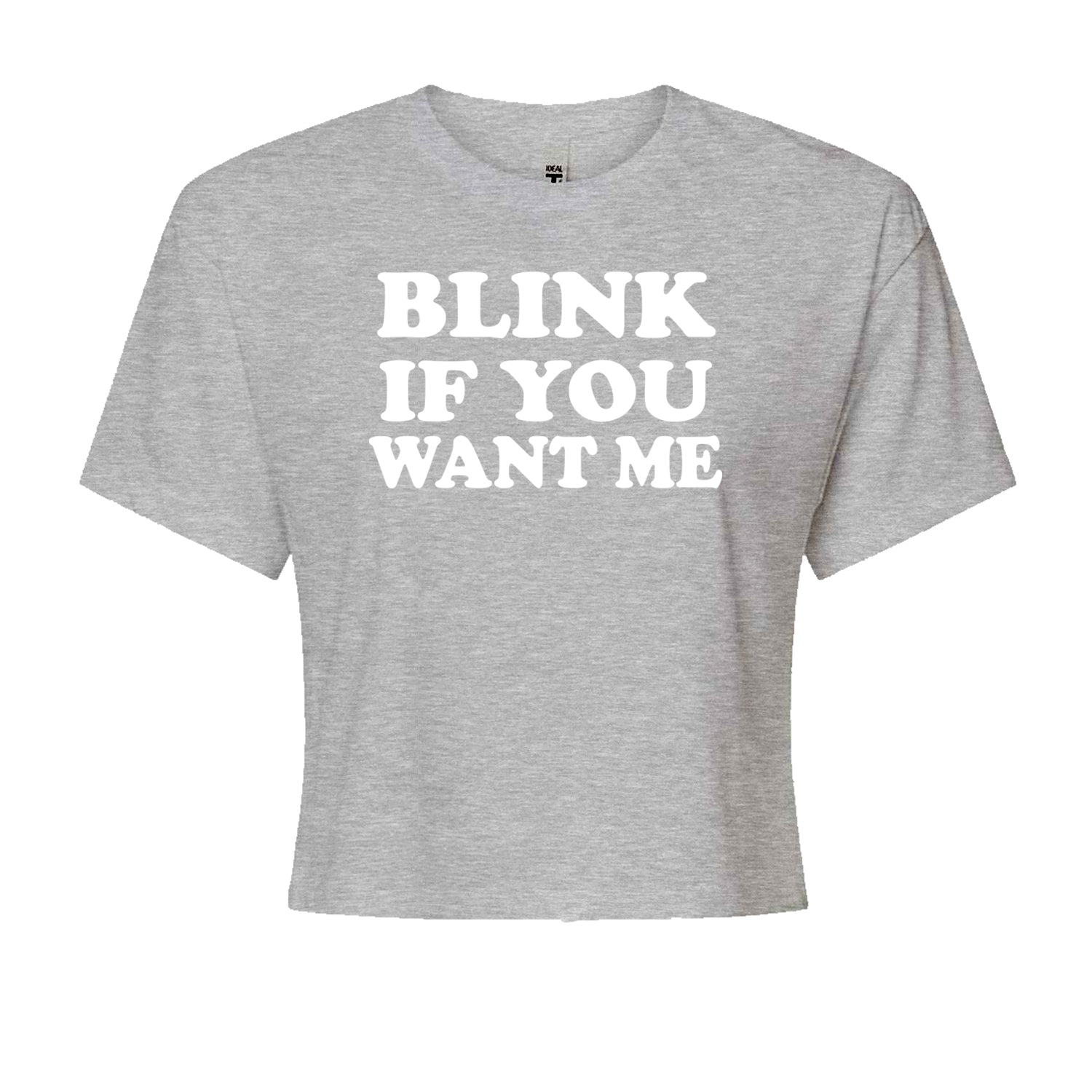 Blink If You Want Me Flirty Cropped T-Shirt Black