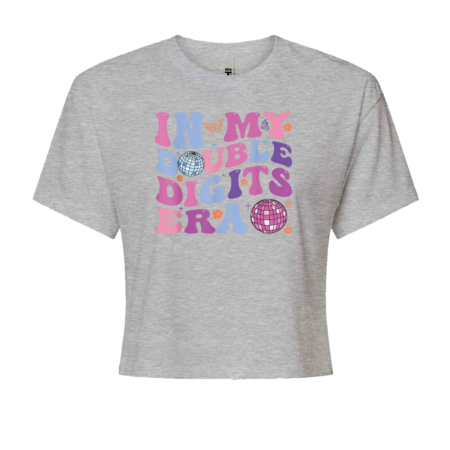 In My Double Digits Era Retro 10 Year Old 10th Birthday Cropped T-Shirt Black