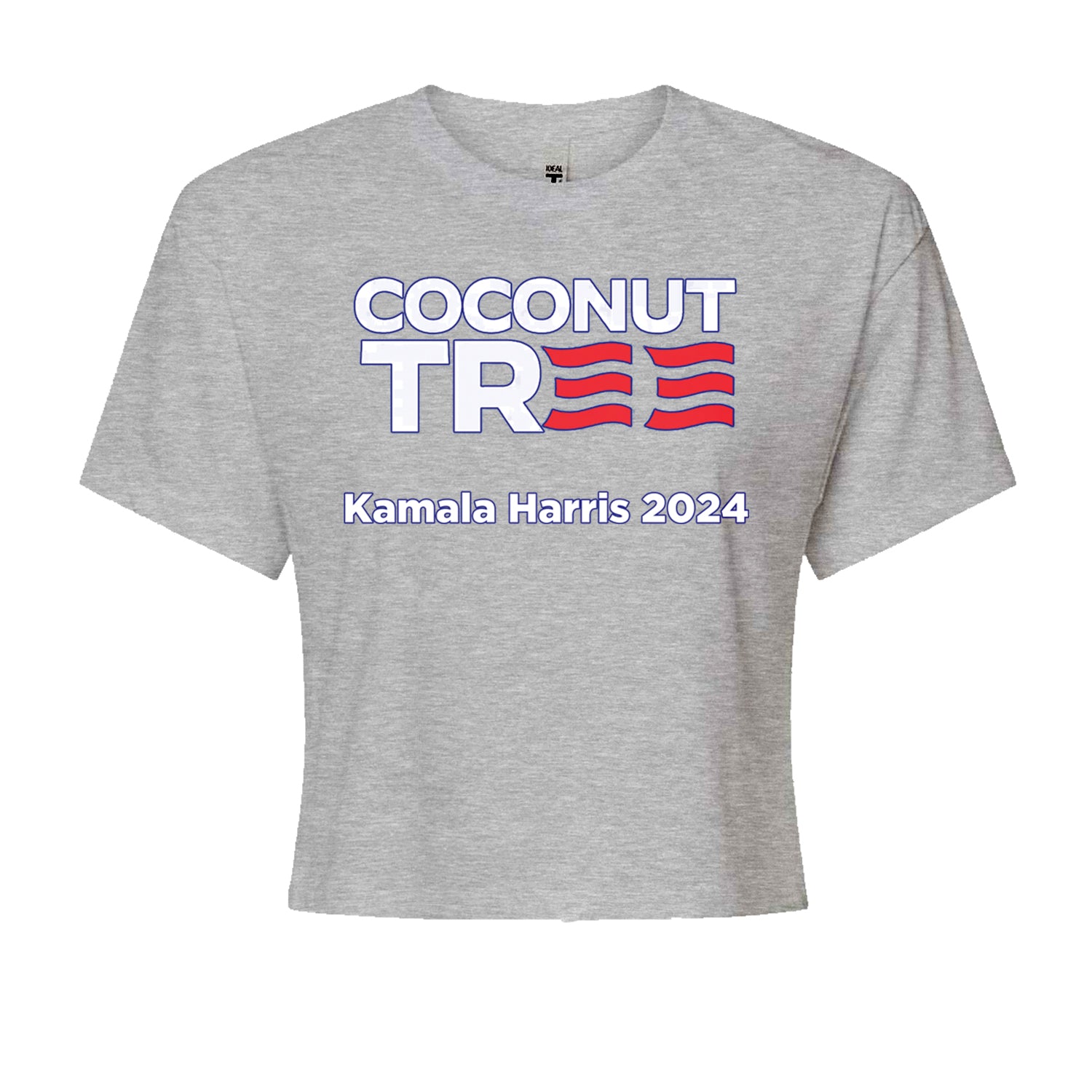 Coconut Tree - Support Kamala Harris For President 2024 Cropped T-Shirt Heather Grey