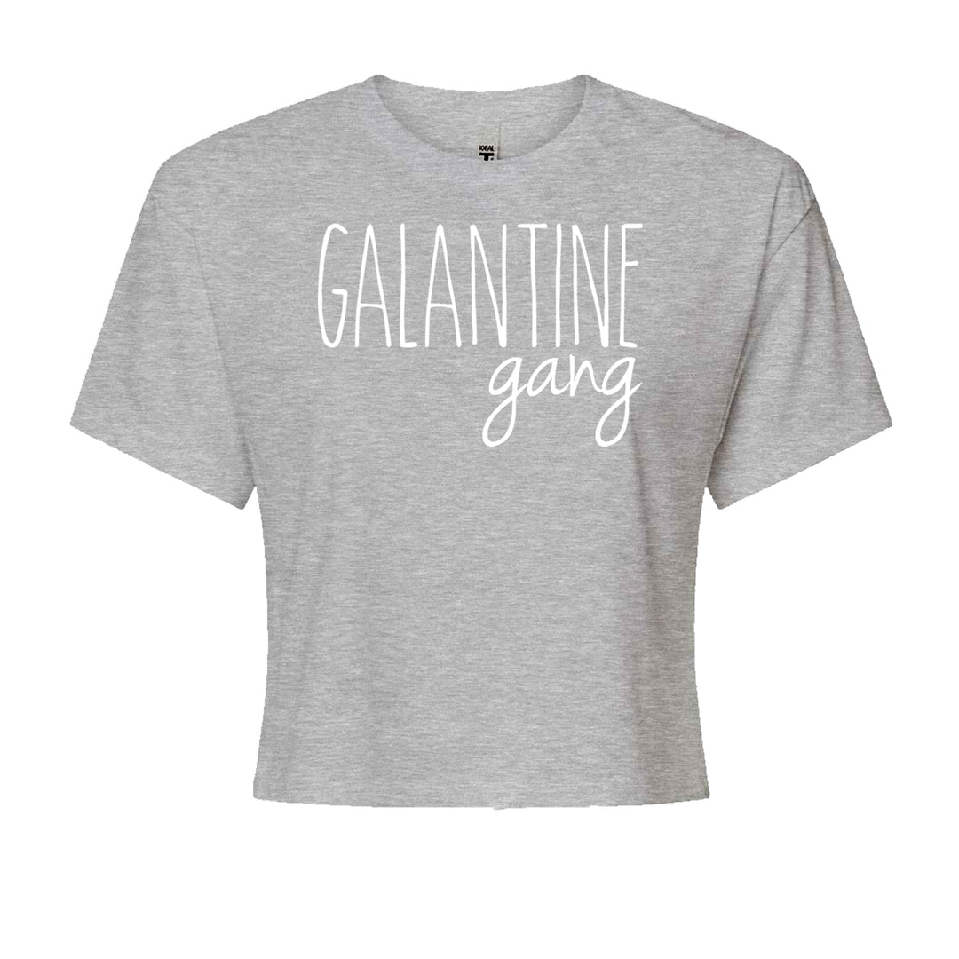 Galentine Gang Valentine's Shirt graphic on Women's Boxy Crop T-Shirt in Heather Grey