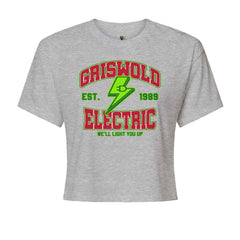 Griswold Electric We'll Light You UpCropped T-Shirt Heather Grey