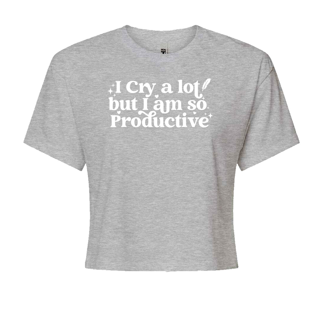 I Cry A Lot But I am So Productive TTPD Cropped T-Shirt Heather Grey