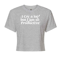 I Cry A Lot But I am So Productive TTPD Cropped T-Shirt Heather Grey