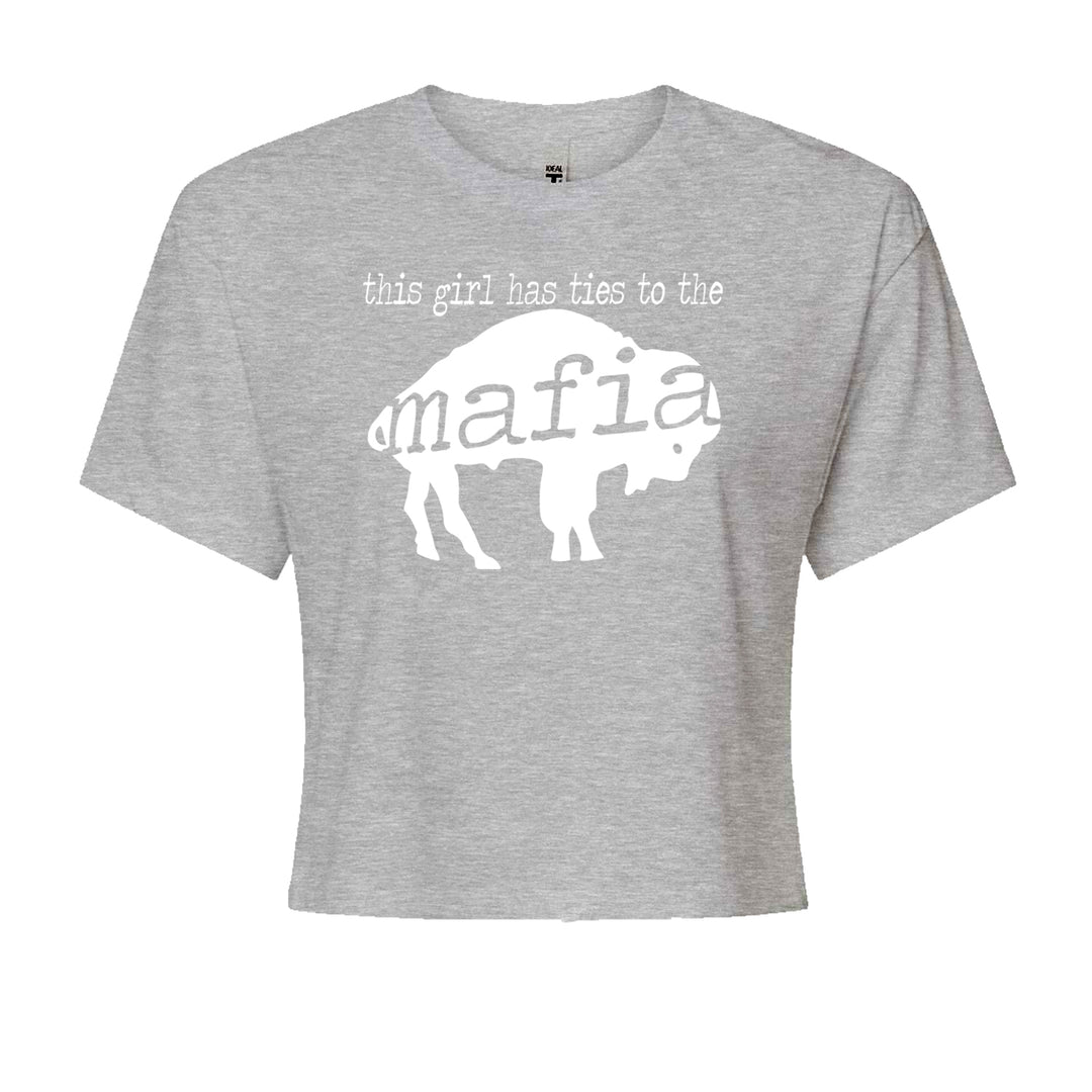 This Girl Has Ties To The Bills Mafia Cropped T-Shirt Heather Grey