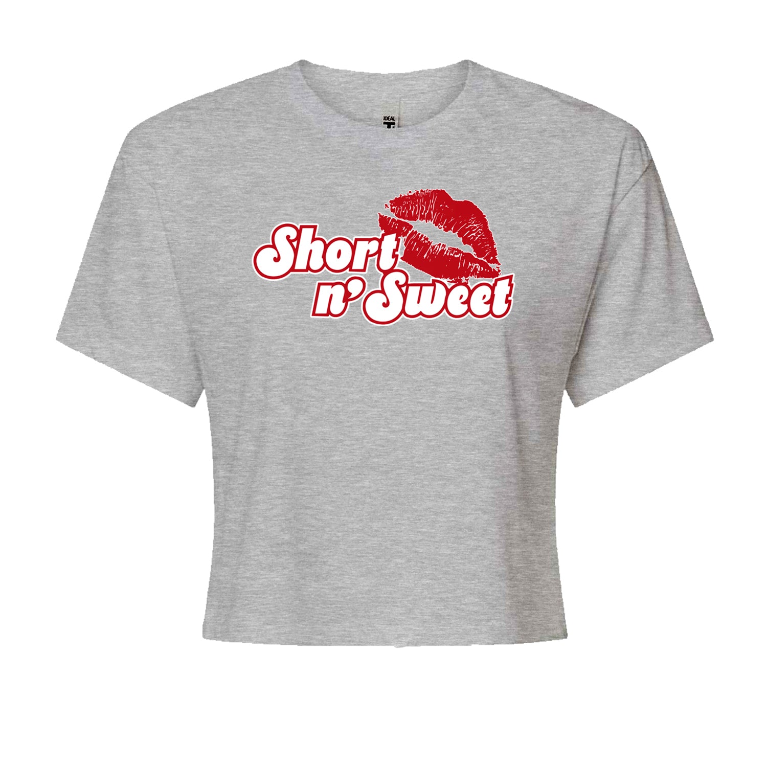 Short N' Sweet Red LipsCropped T-Shirt Heather Grey