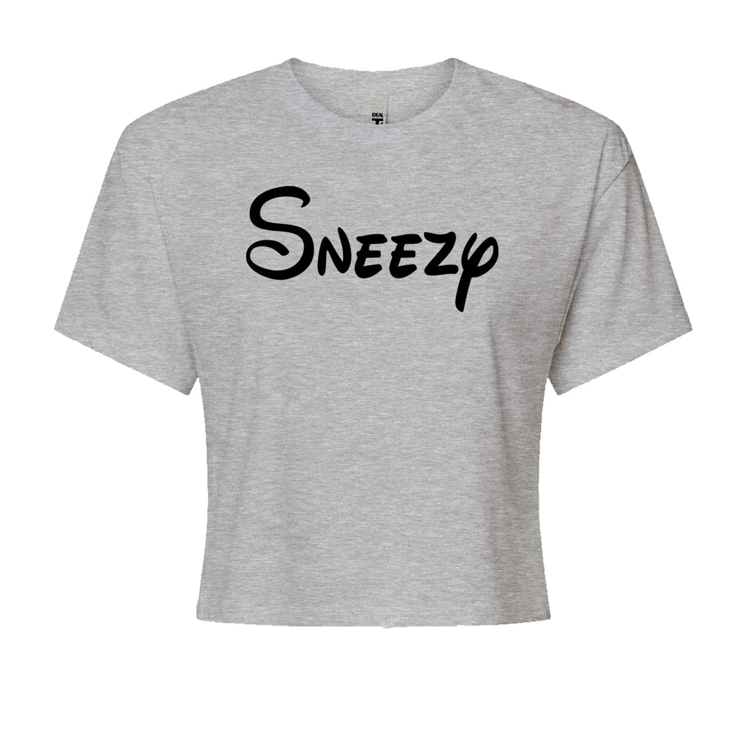 Sneezy - 7 Dwarfs Costume Cropped T-Shirt Heather Grey