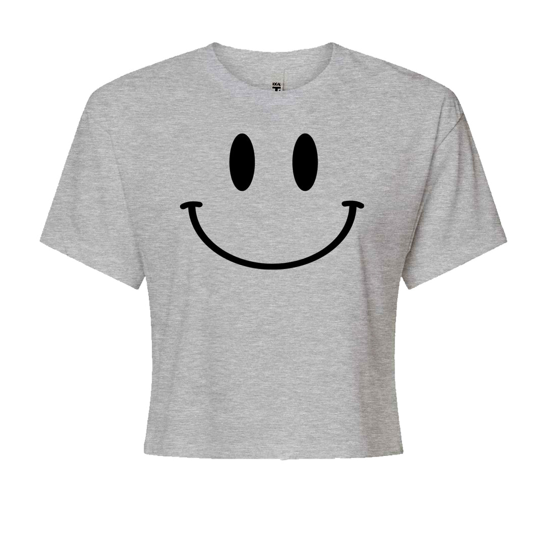 Smile Face Cropped T-Shirt Heather Grey