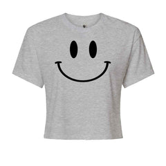 Smile Face Cropped T-Shirt Heather Grey