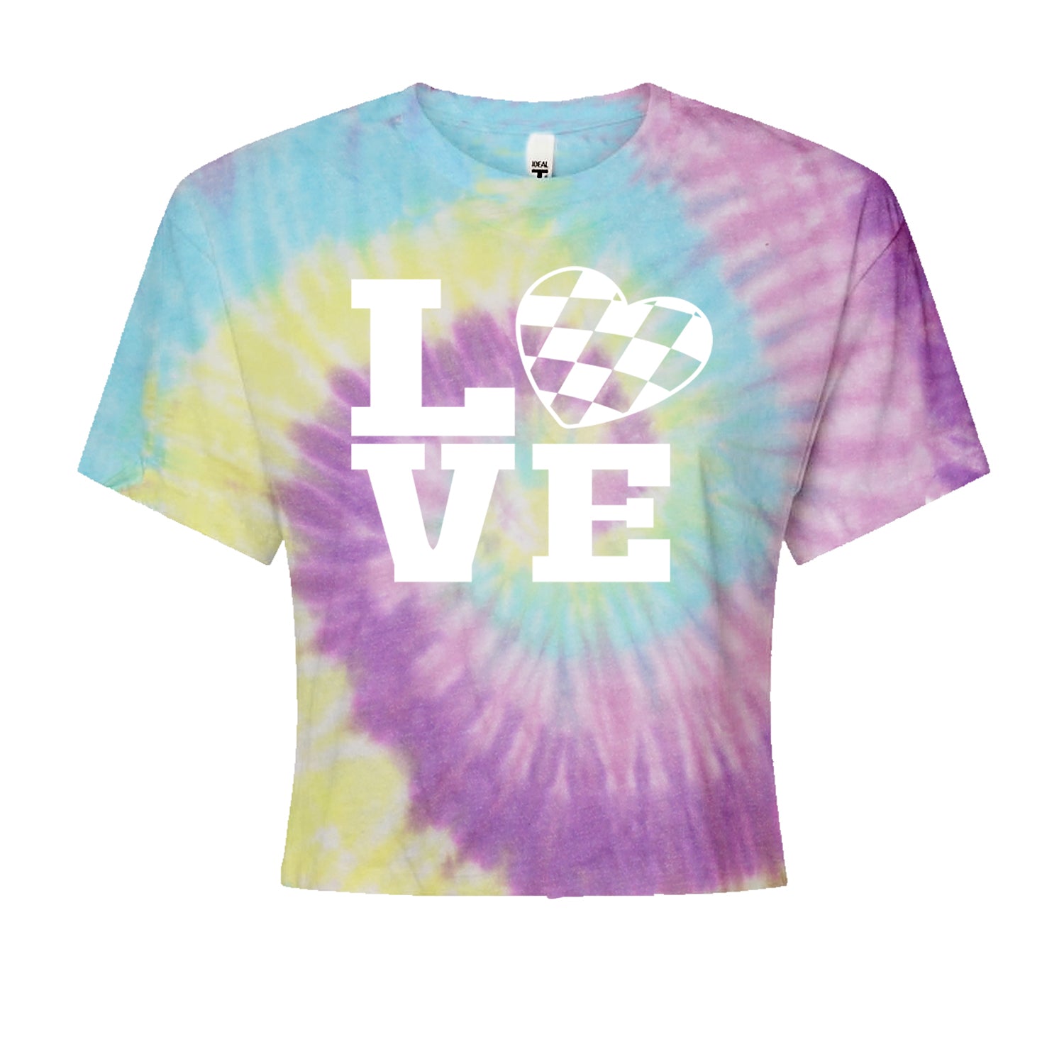 Love Racing Checkered Flag Heart Cropped T-Shirt Jelly Bean