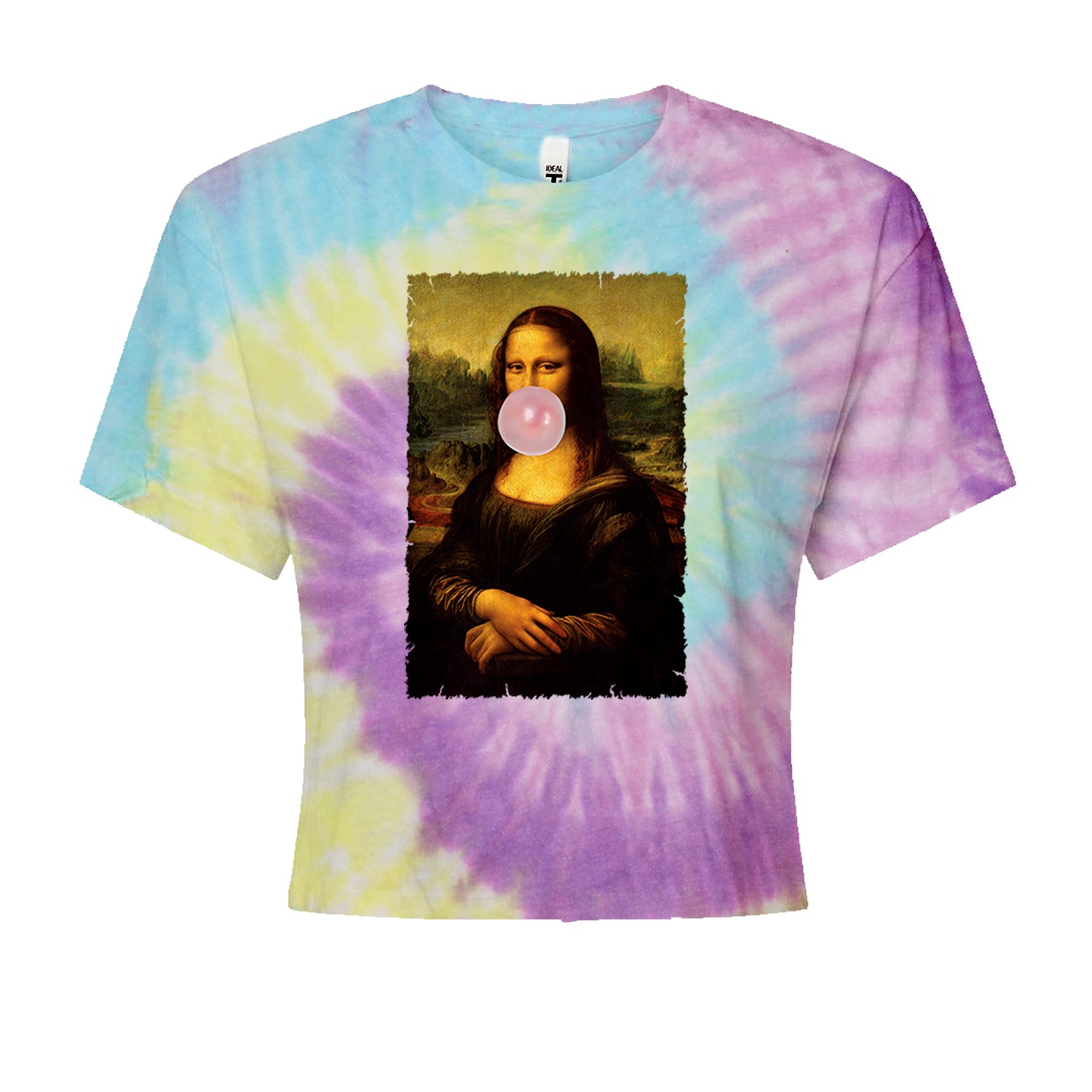 Mona Lisa Smile Pink Bubble Gum Da Vinci Icon Cropped T-Shirt Jelly Bean