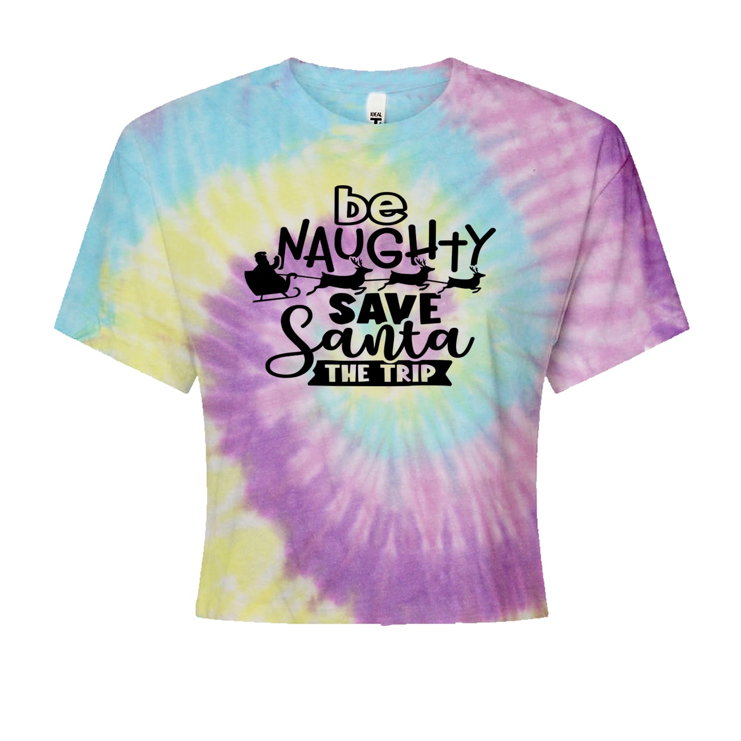 Be Naughty Save Santa the Trip Christmas Cropped T-Shirt Jelly Bean