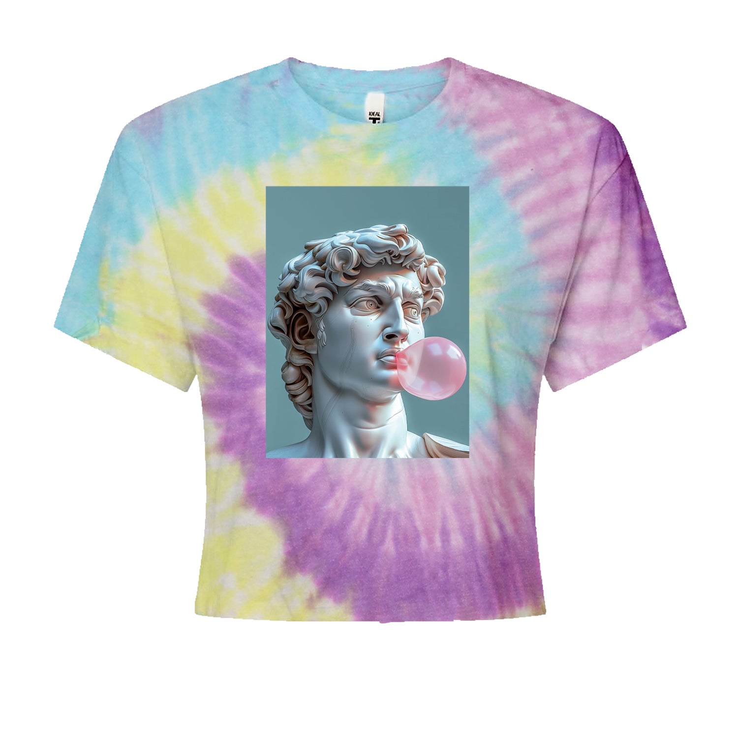 Michelangelo's David with Bubble Gum Contemporary Statue Art Cropped T-Shirt Jelly Bean