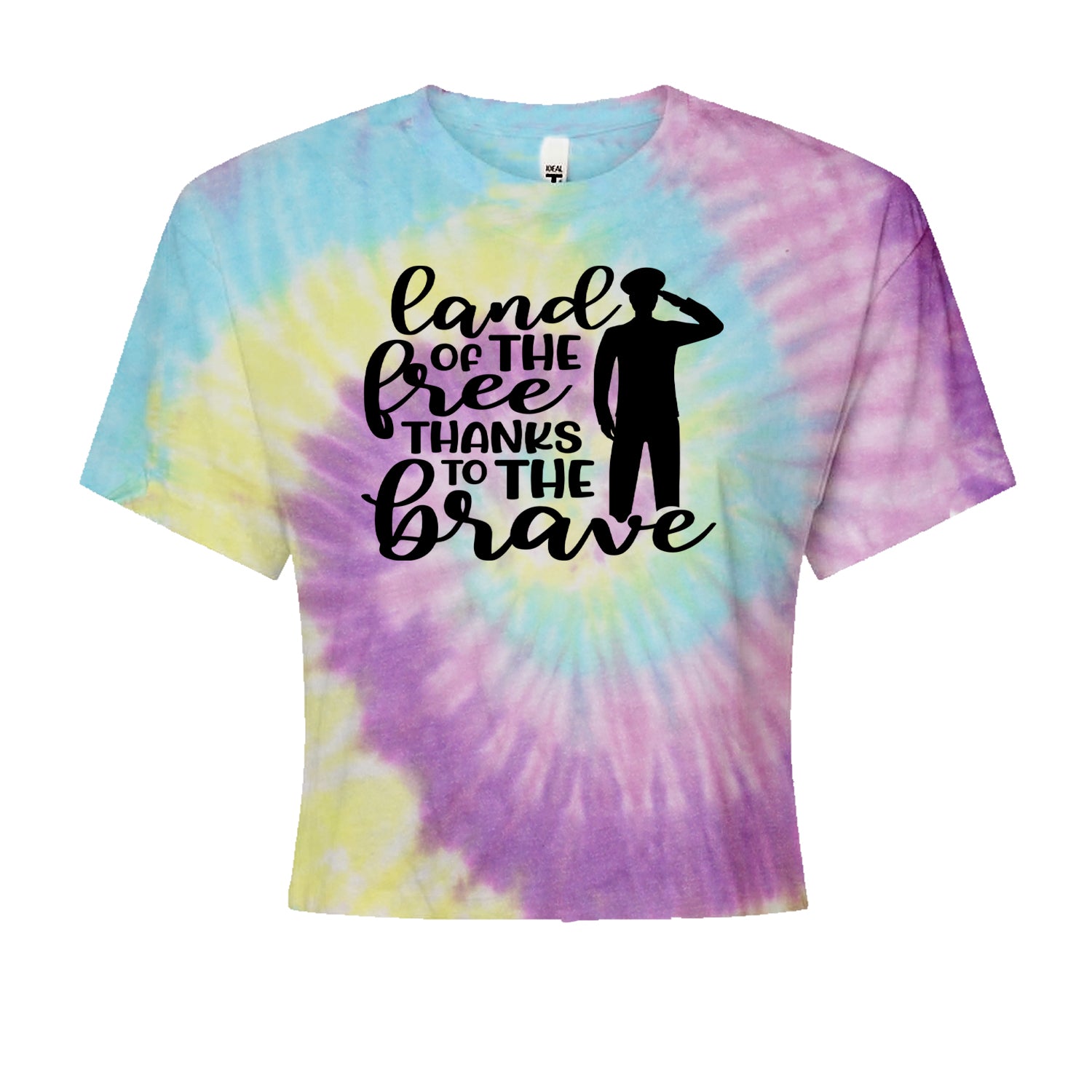 Land Of The Free Thanks To The Brave Veterans Cropped T-Shirt Jelly Bean