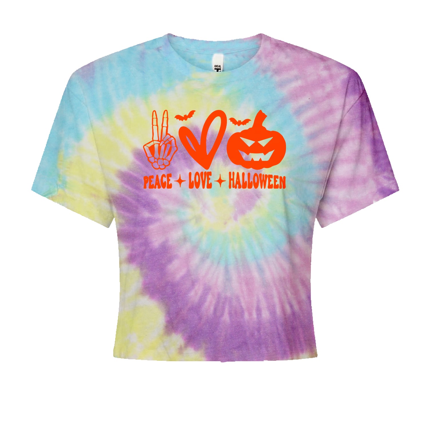 Peace, Love and Halloween Cropped T-Shirt Jelly Bean