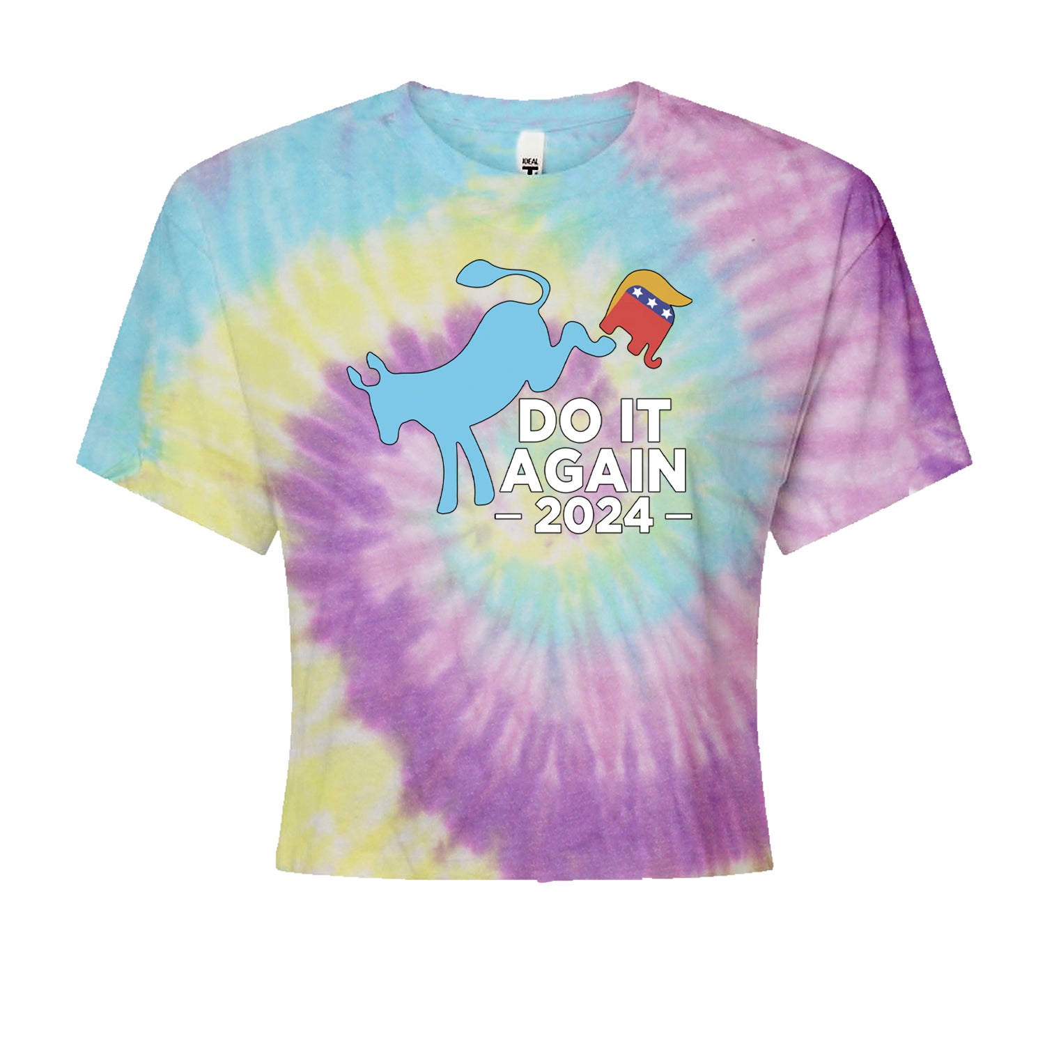 Do It Again - Democratic Donkey Kicking Republicans 2024 Political Humor Cropped T-Shirt Jelly Bean