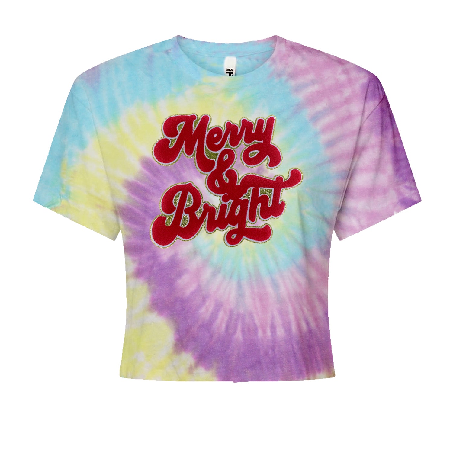 Merry & Bright Chenille GlitterCropped T-Shirt Jelly Bean