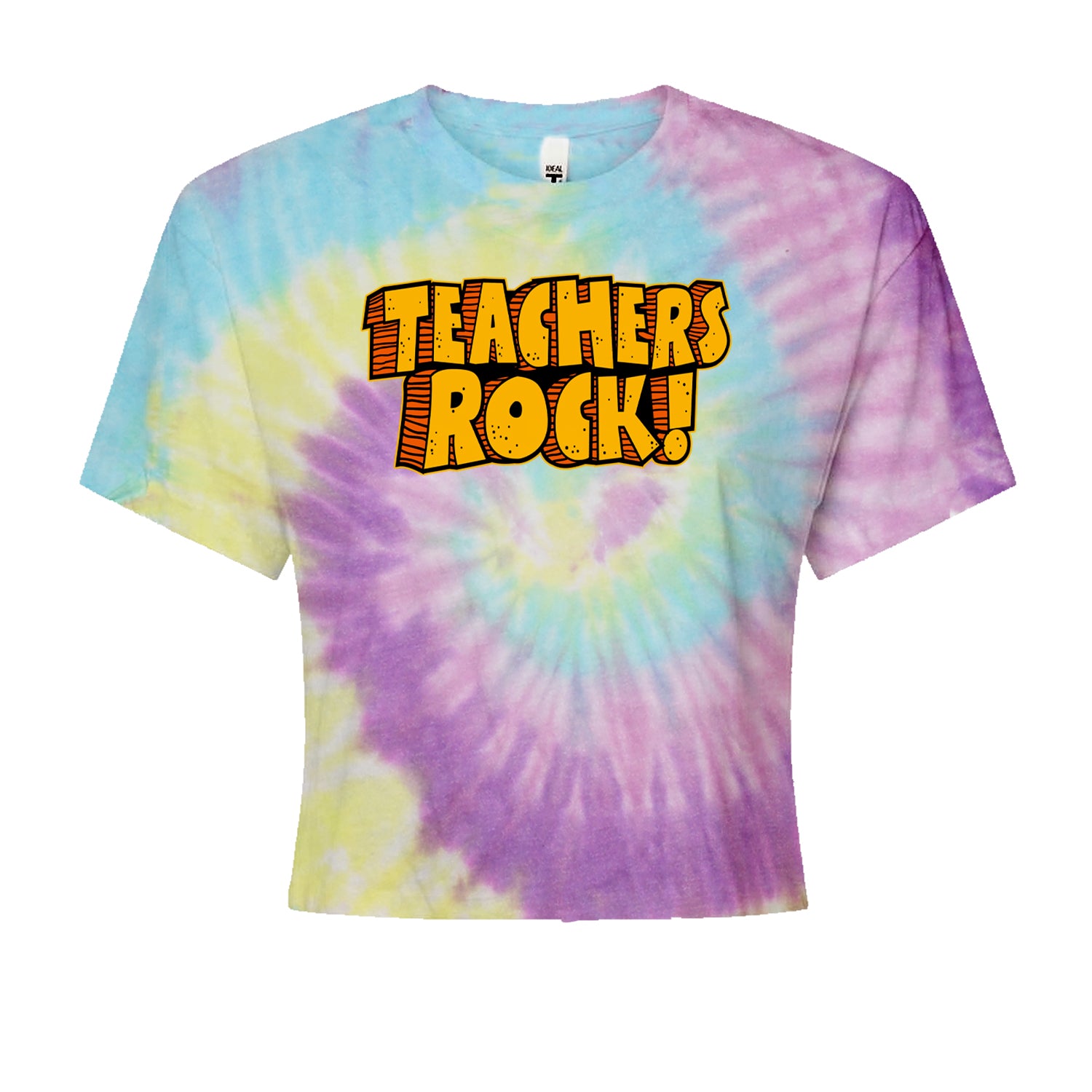 Teachers Rock RetroCropped T-Shirt Jelly Bean