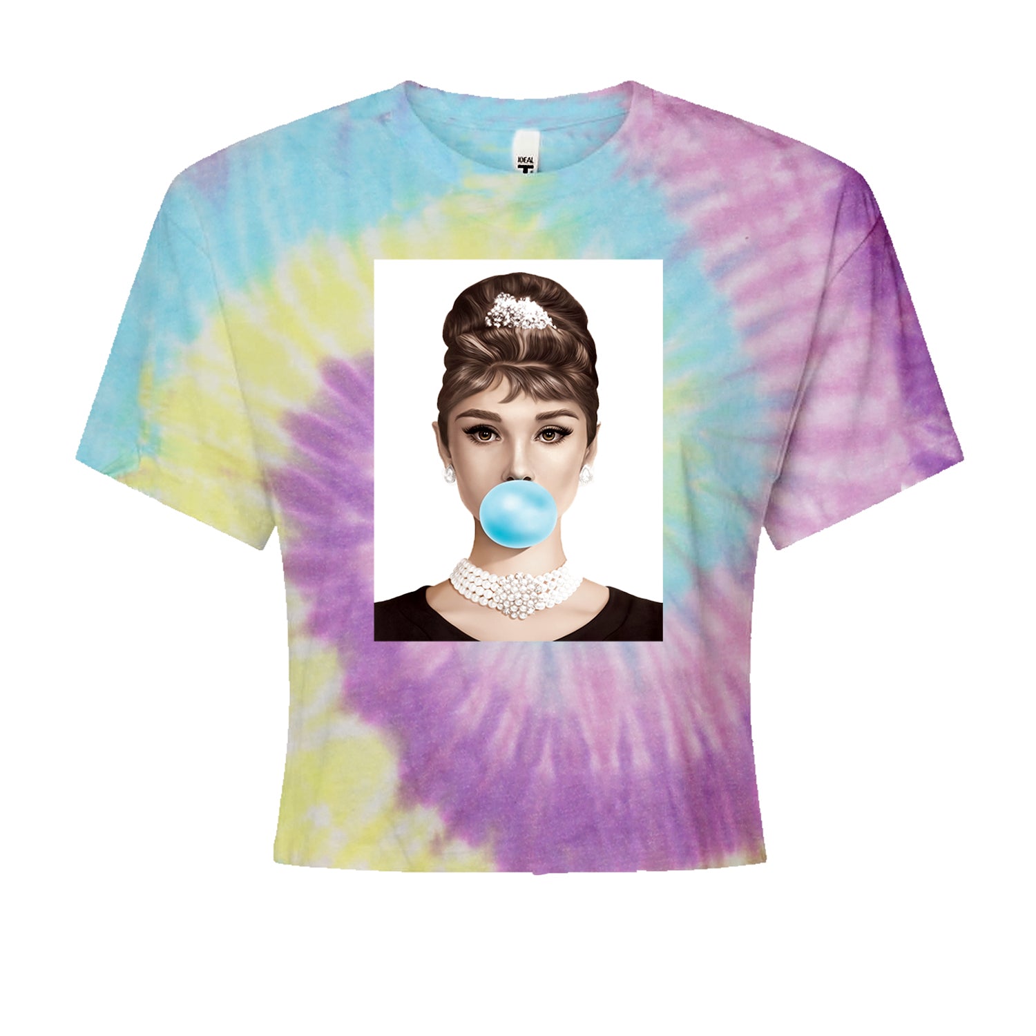 Audrey Hepburn Chewing Bubble Gum American Icon Cropped T-Shirt Jelly Bean