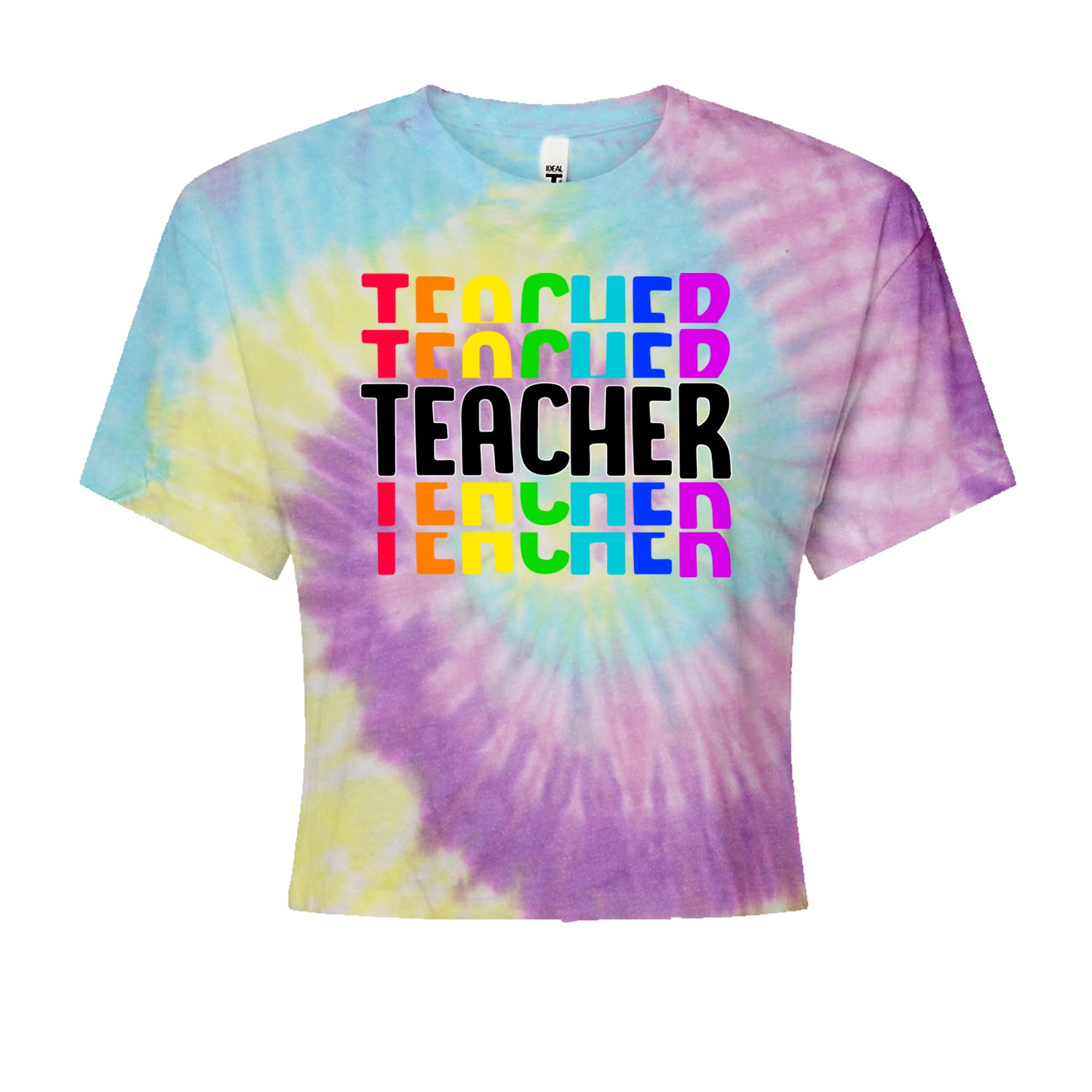 Teacher Repeated Rainbow PatternCropped T-Shirt Jelly Bean