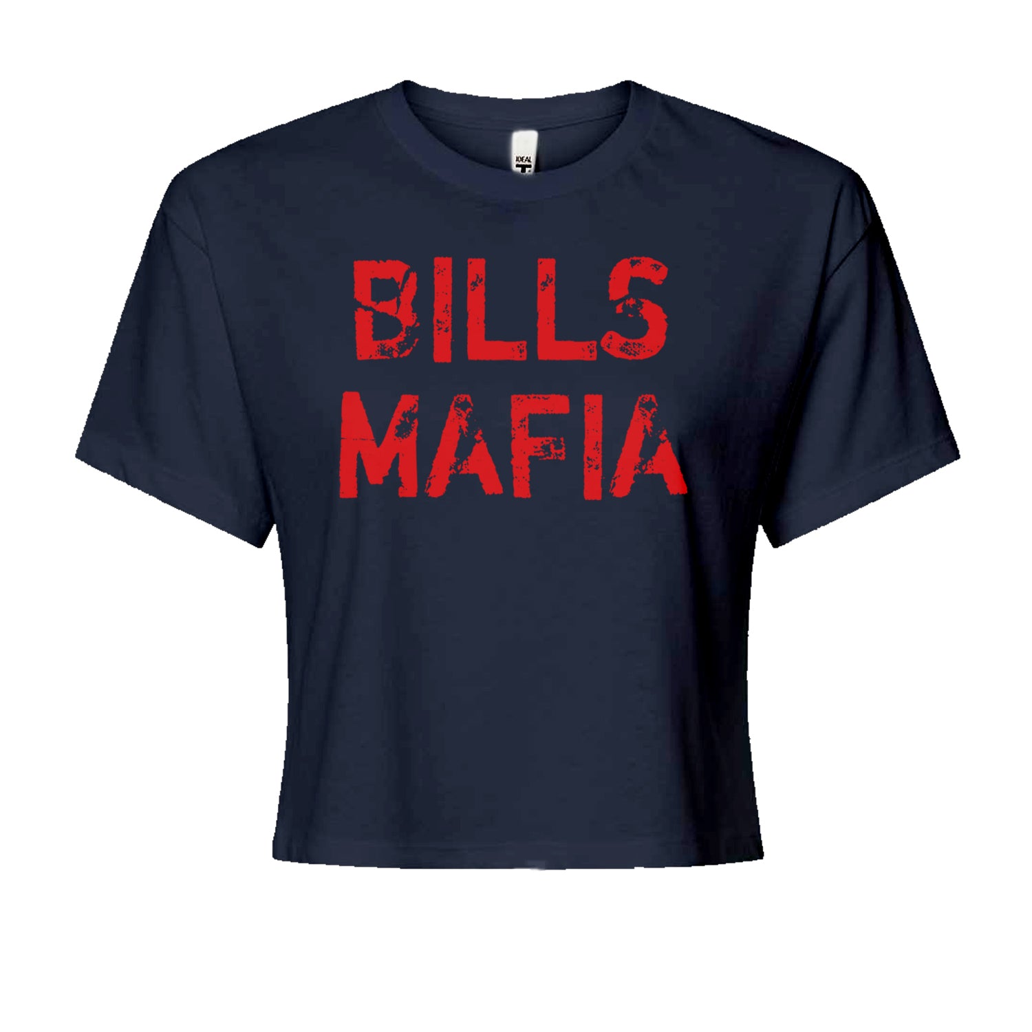 Distressed Bills Mafia Football Cropped T-Shirt Navy Blue