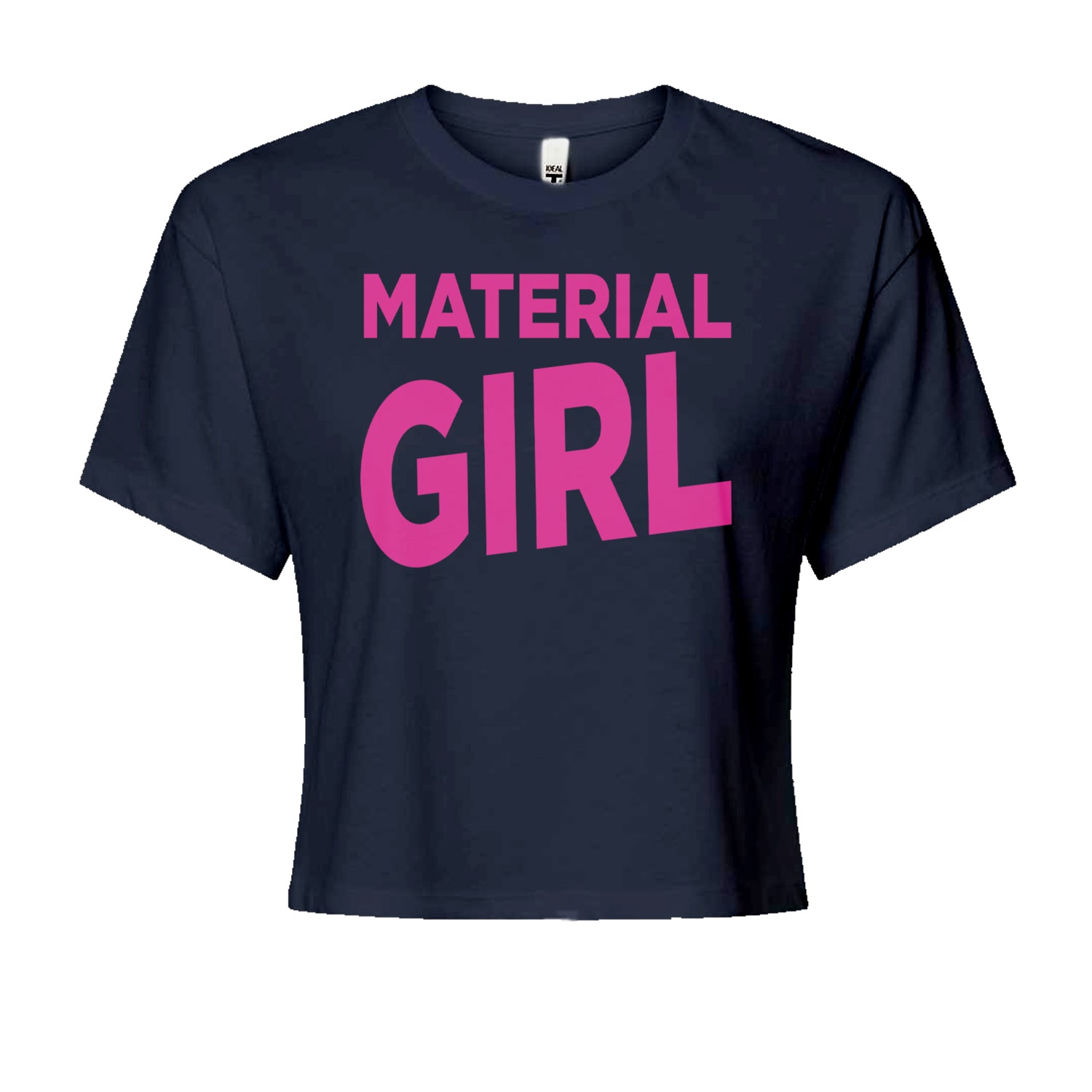 Material Girl 80's Retro Celebration Cropped T-Shirt Navy Blue