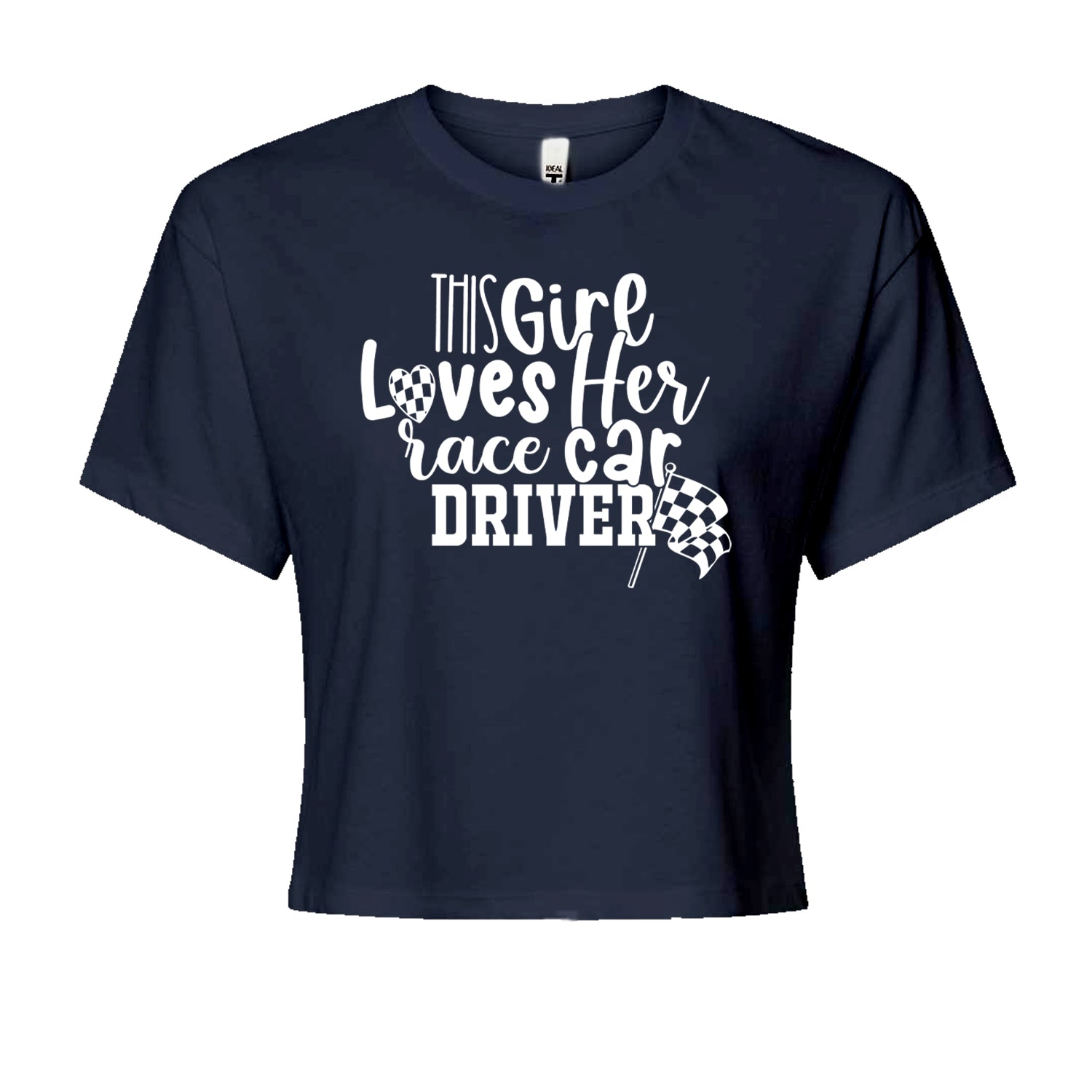 This Girl Loves Her Racecar Driver Cropped T-Shirt Navy Blue