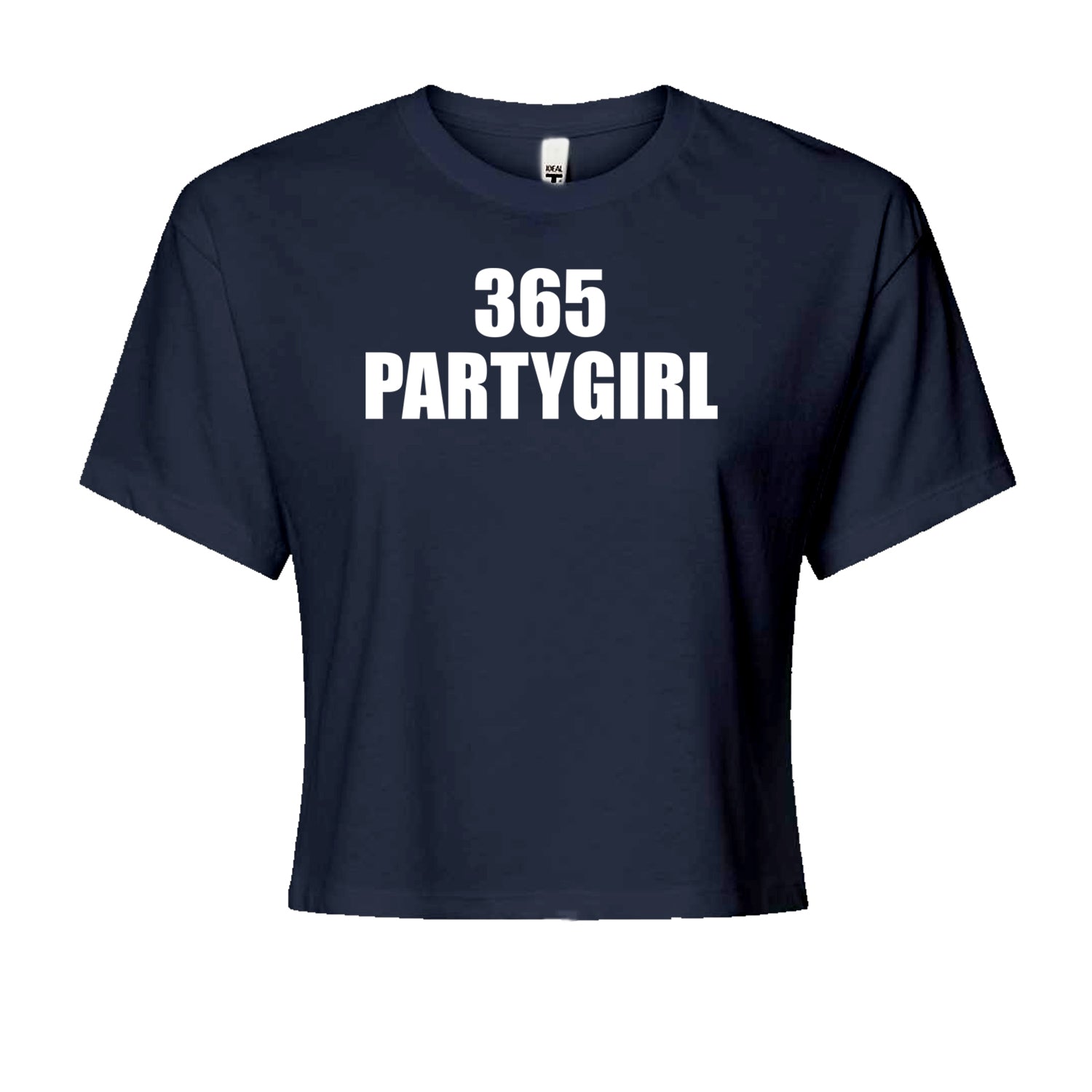 365 Party Girl Brat Girl Summer Cropped T-Shirt Navy Blue