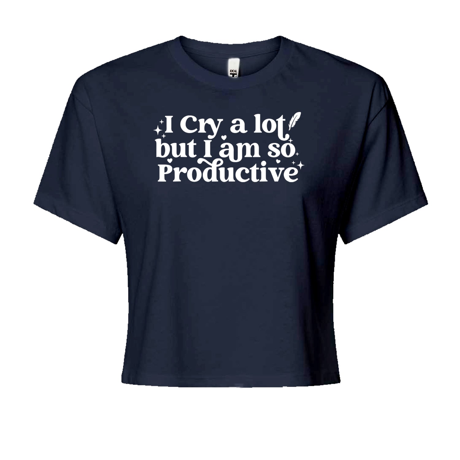 I Cry A Lot But I am So Productive TTPD Cropped T-Shirt Navy Blue