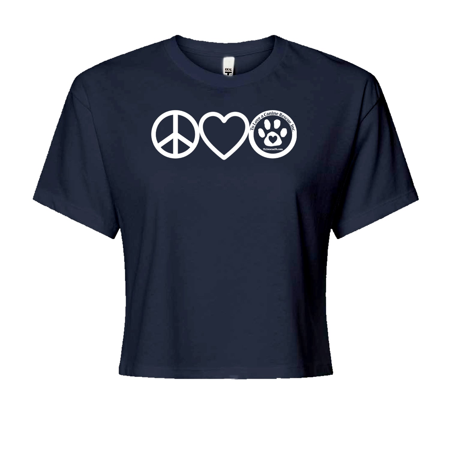 Peace, Love and TLC Dog Rescue Cropped T-Shirt Navy Blue