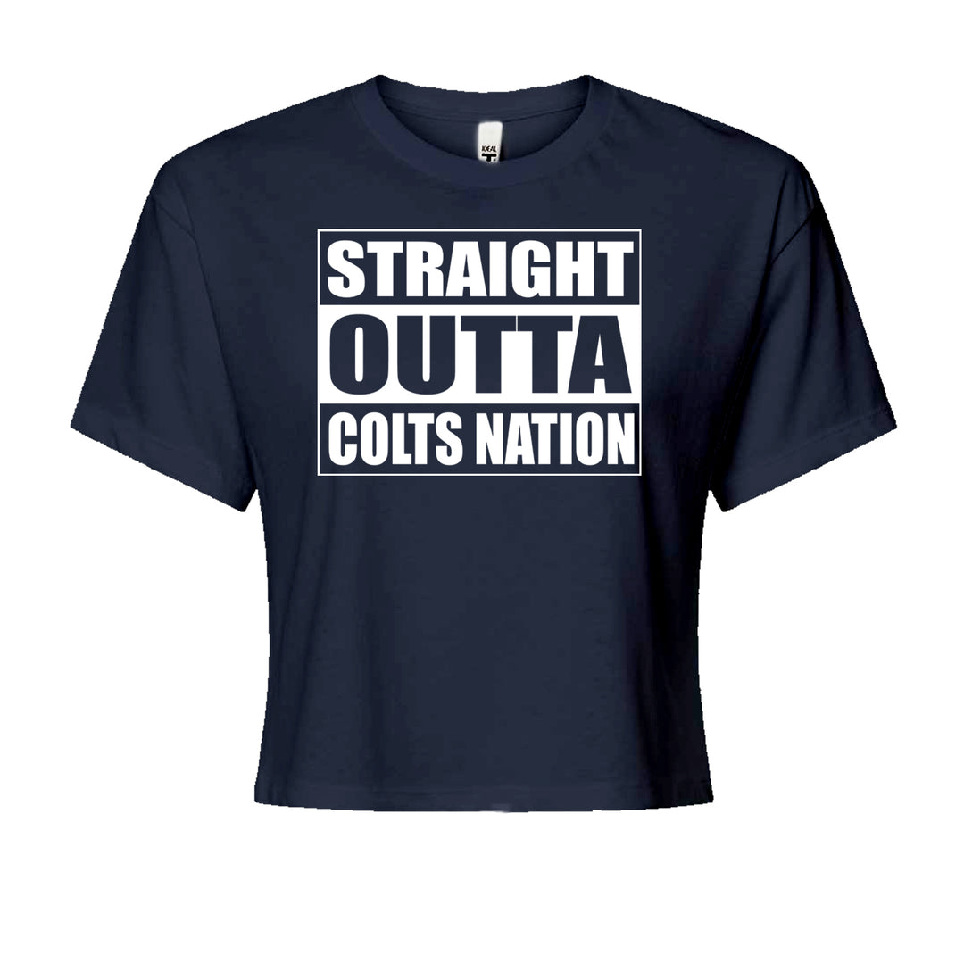 Straight Outta Colts Nation Football  Cropped T-Shirt Navy Blue