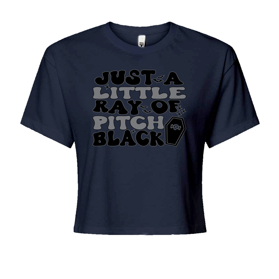 Just A Little Ray of Pitch Black graphic on Women's Boxy Crop T-Shirt alternate view 2
