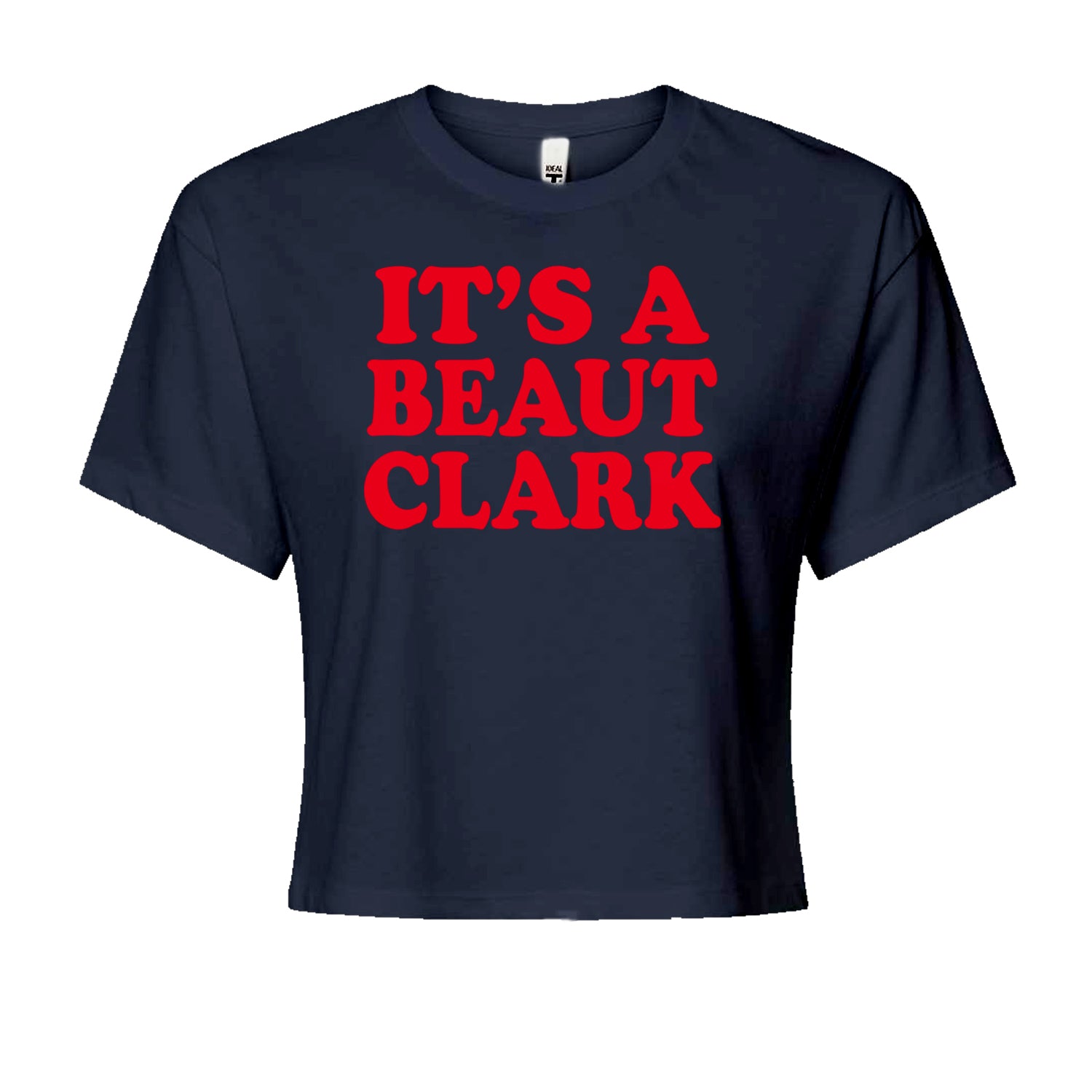 It's a Beaut Clark Festive ChristmasCropped T-Shirt Navy Blue