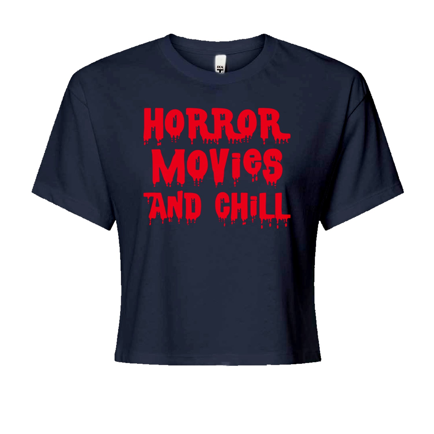 Horror Movies and ChillCropped T-Shirt Navy Blue