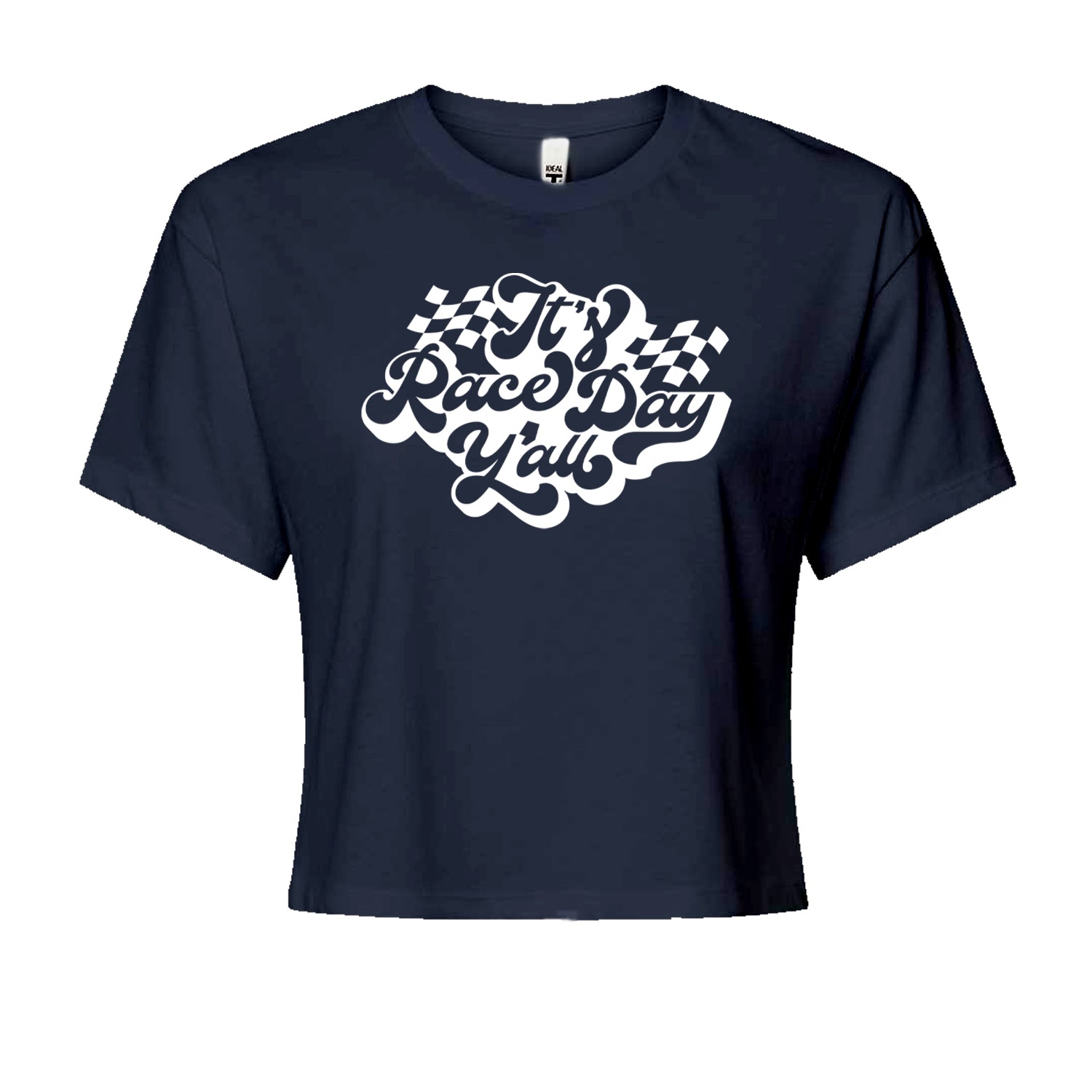 It's Race Day, Y'all Cropped T-Shirt Navy Blue