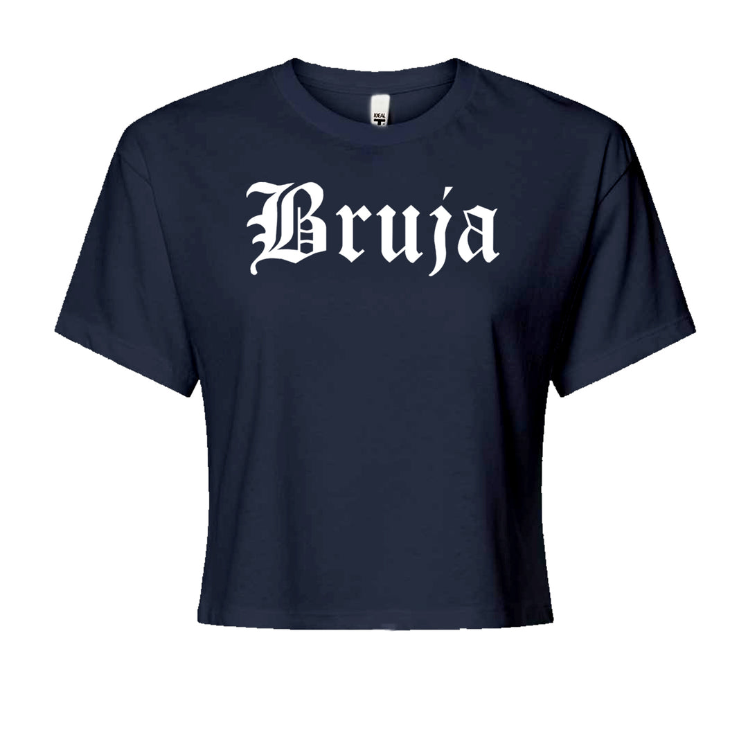 Bruja Gothic Spanish Witch Cropped T-Shirt Navy Blue