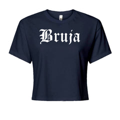 Bruja Gothic Spanish Witch Cropped T-Shirt Navy Blue