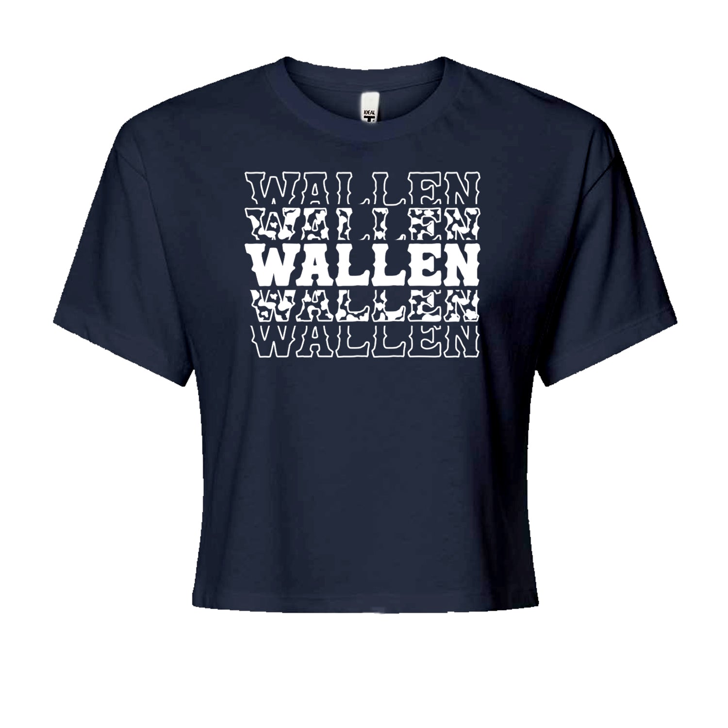 Wallen Country Music Western Cropped T-Shirt Navy Blue