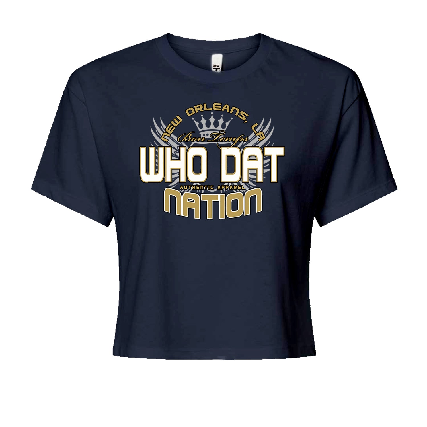 Who Dat Nation New Orleans (Color) Cropped T-Shirt Navy Blue