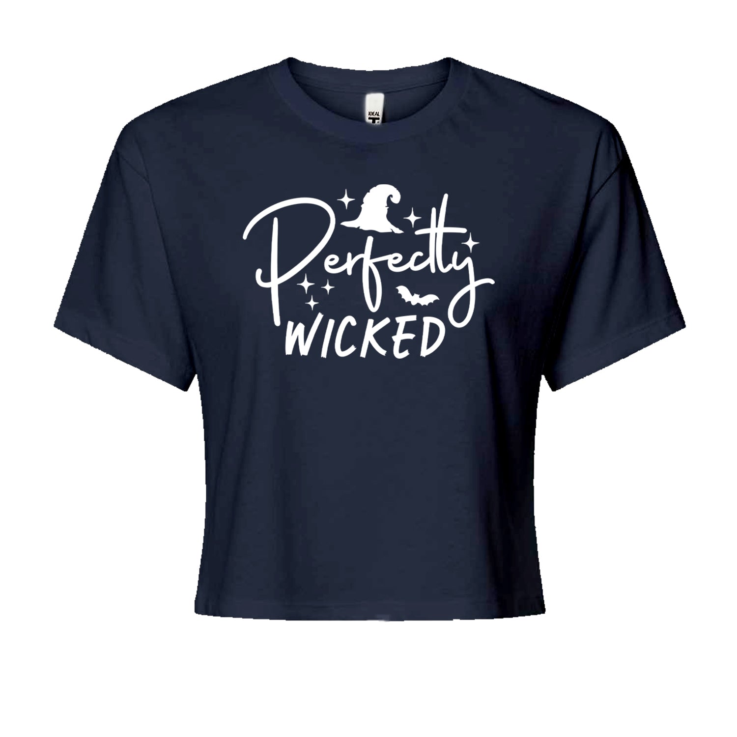 Perfectly Wicked Witchy Halloween Cropped T-Shirt Navy Blue