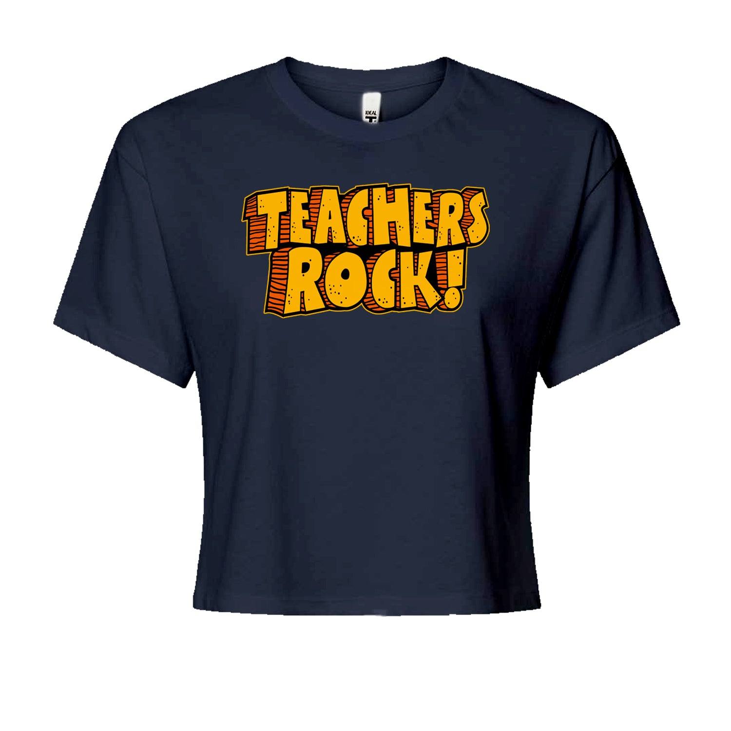 Teachers Rock RetroCropped T-Shirt Navy Blue