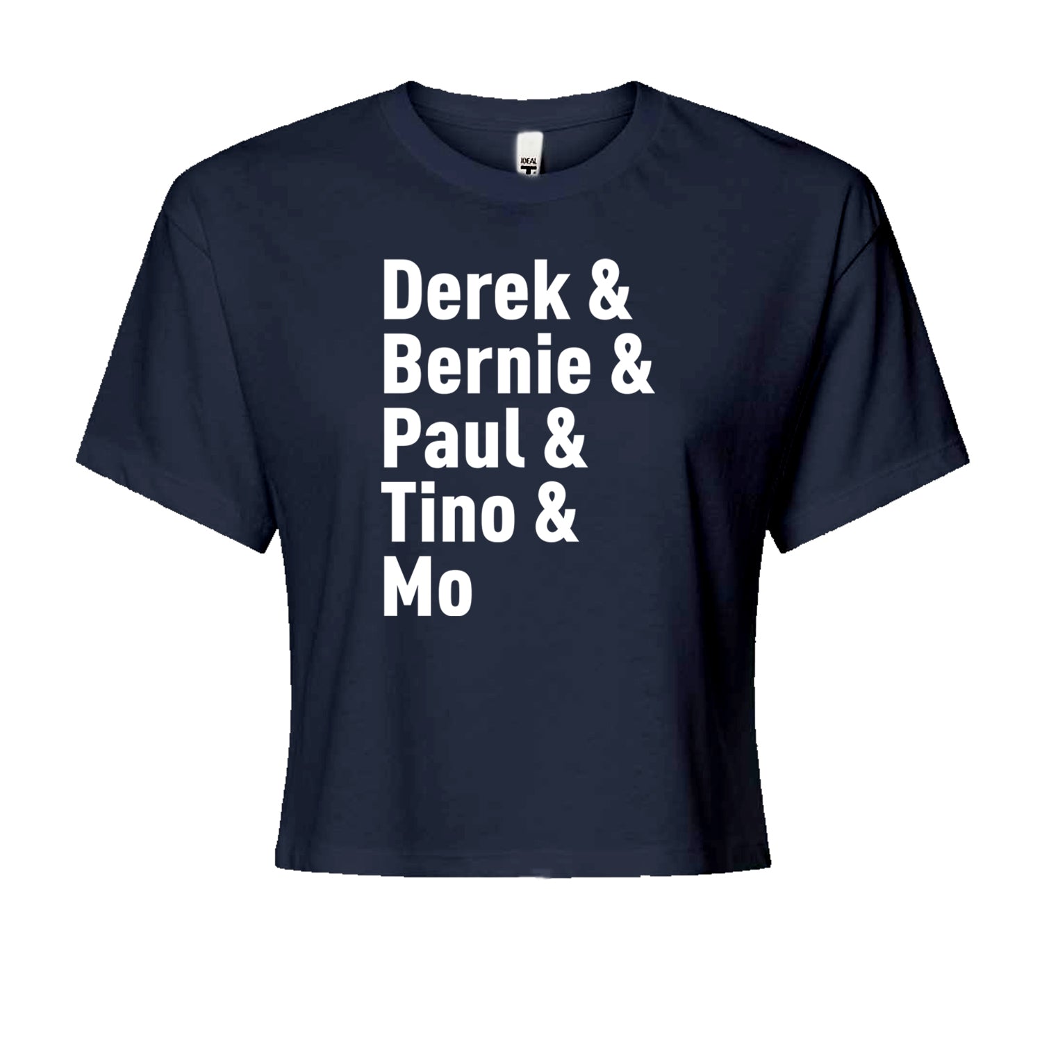 Derek & Bernie & Paul & Tino & Mo Cropped T-Shirt Navy Blue