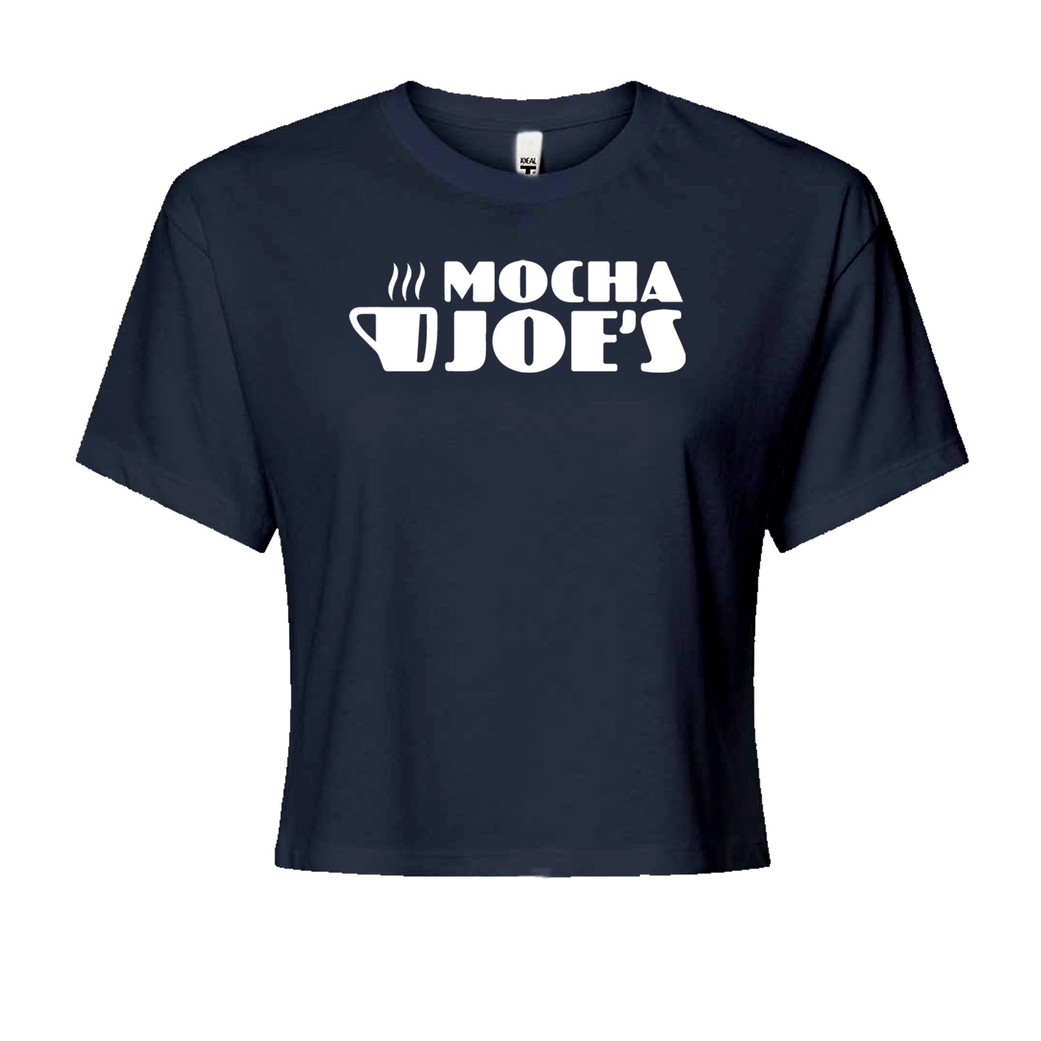 Mocha Joe's Enthusiastic Coffee Cropped T-Shirt Navy Blue