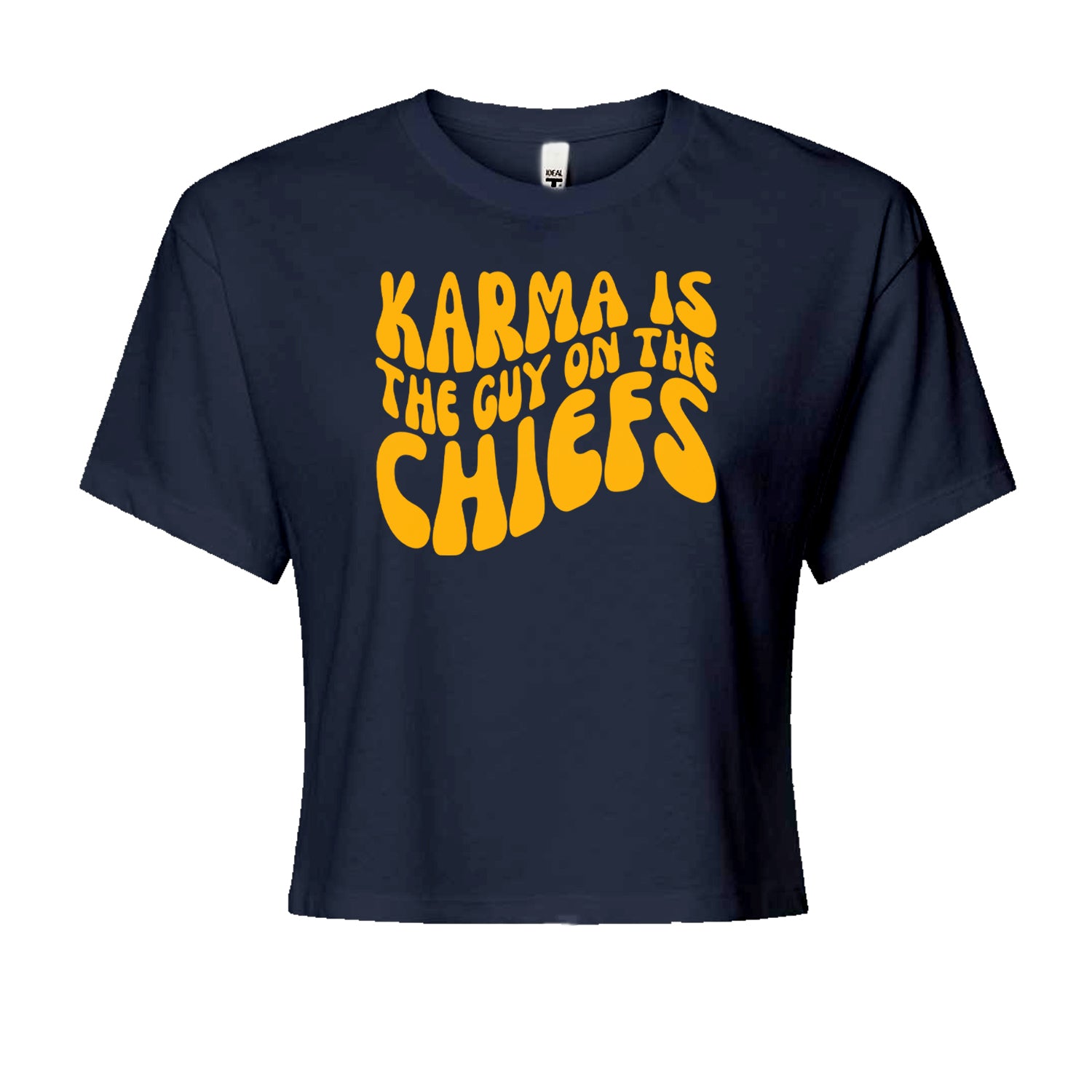 Karma Is The Guy On The Chiefs Boyfriend Cropped T-Shirt Navy Blue