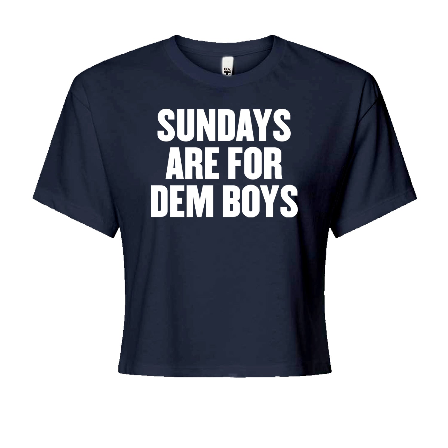 Sundays Are For Dem Boys Cropped T-Shirt Navy Blue