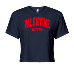 Valentines VibesCropped T-Shirt Navy Blue