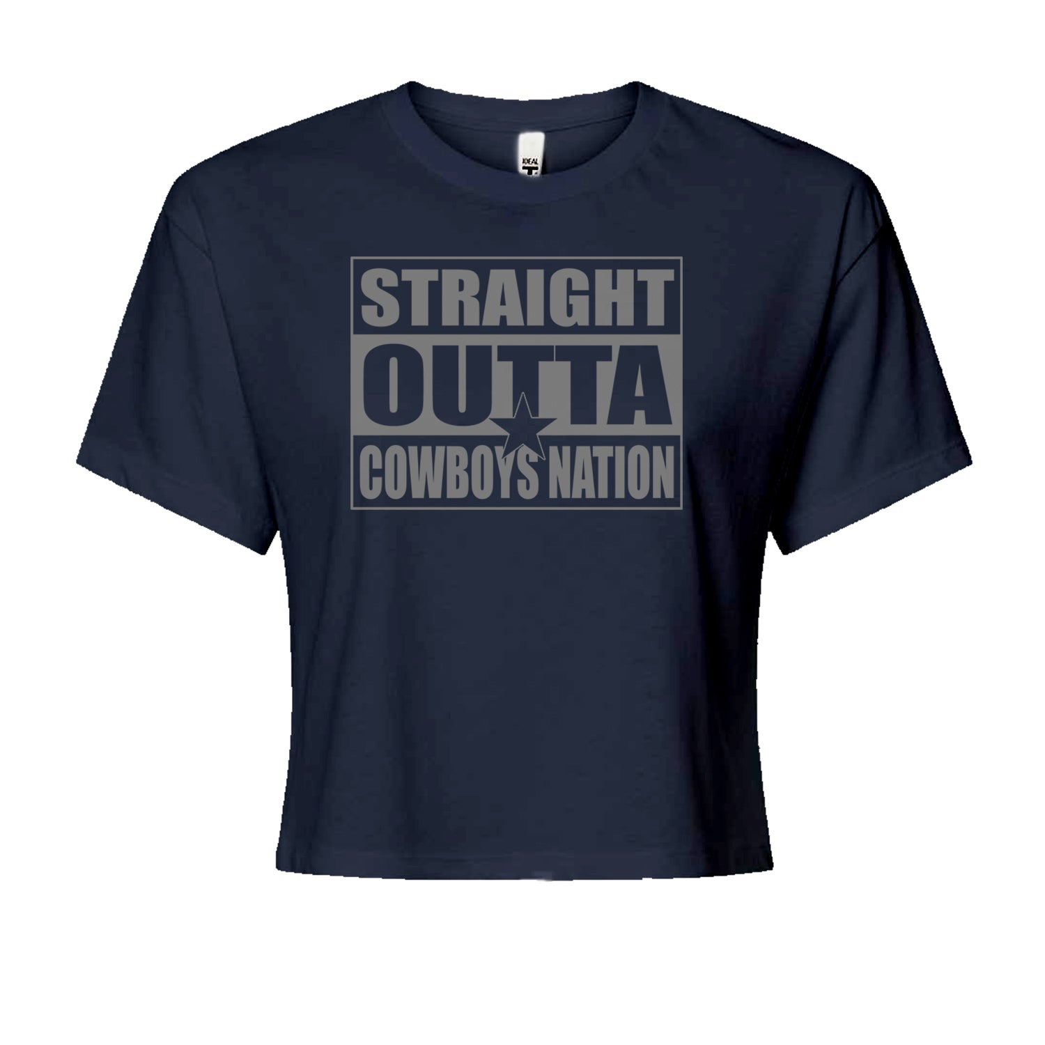 Straight Outta Cowboys Nation   Cropped T-Shirt Navy Blue