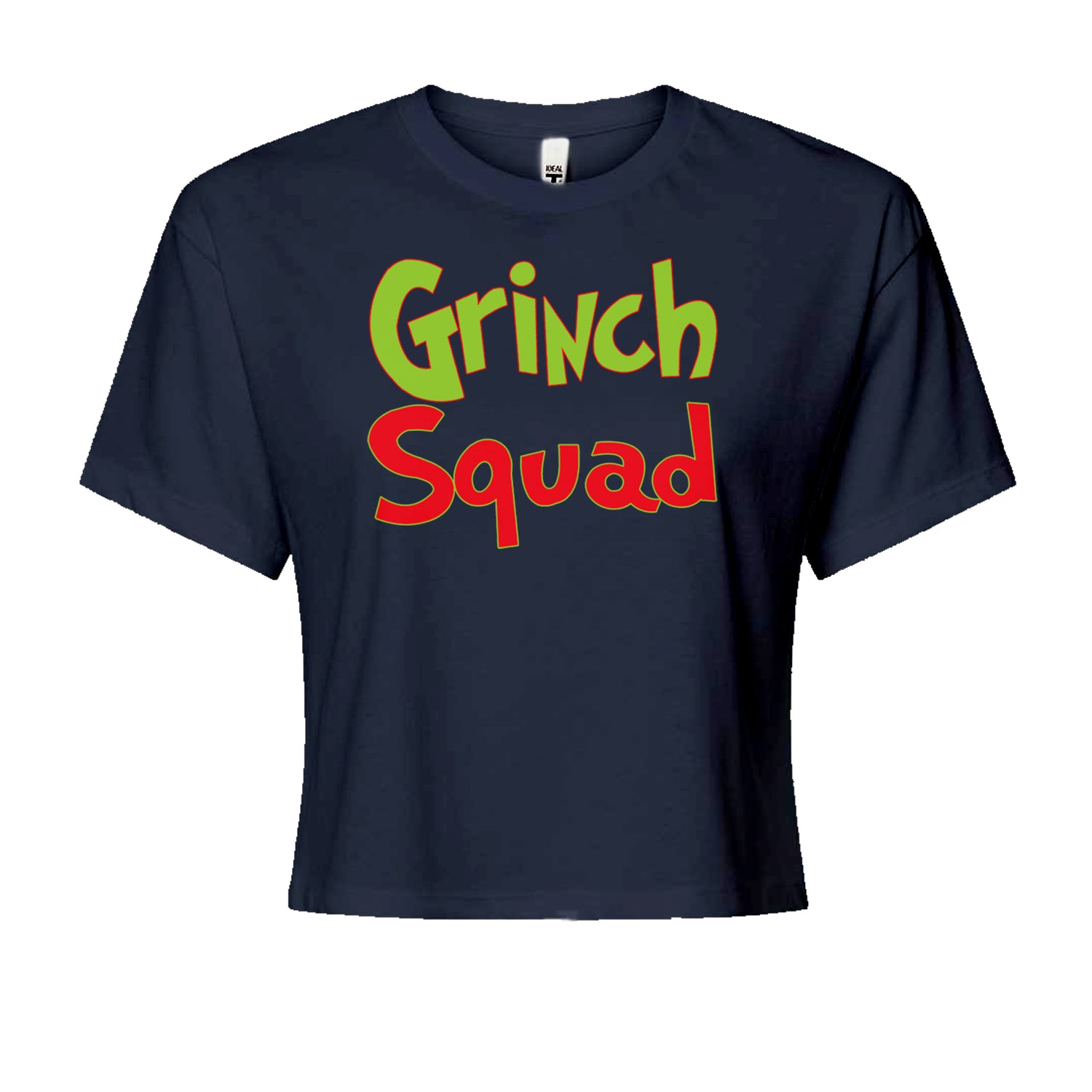 Gr-nch Squad Jolly Grinchmas Merry ChristmasCropped T-Shirt Navy Blue